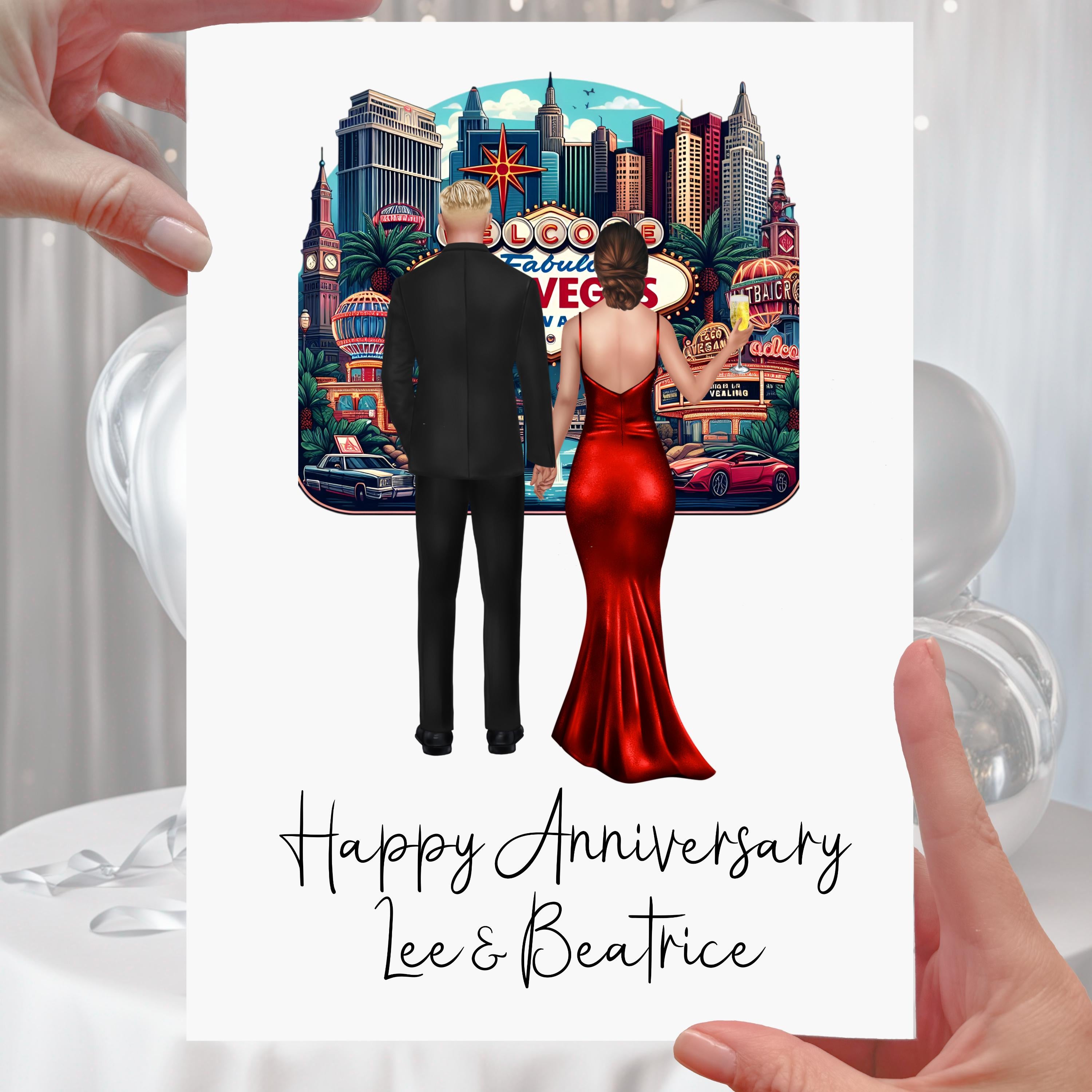 Las Vegas Anniversary Card Personalised wedding
