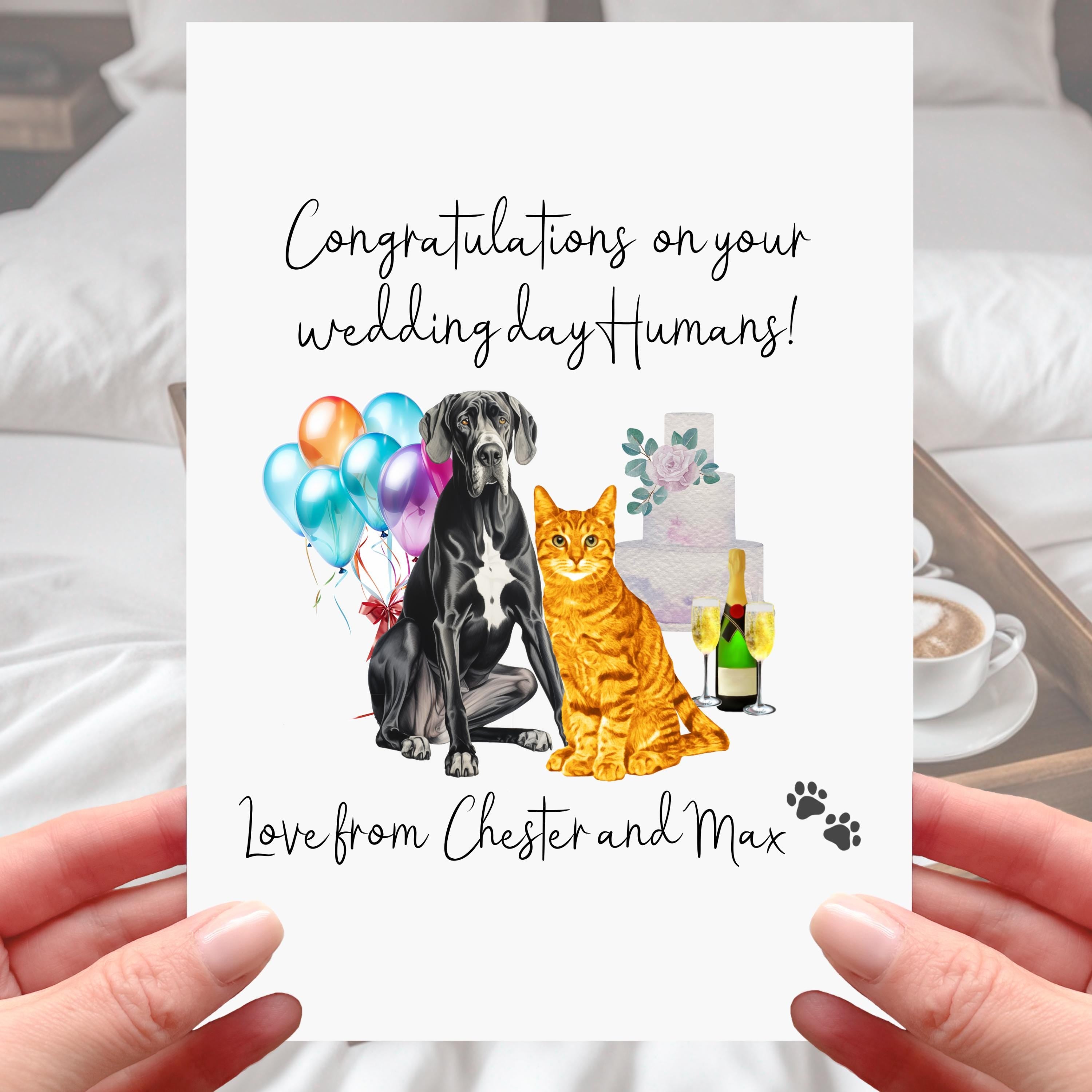 Wedding Card from the Pets Dog Cat Personalised