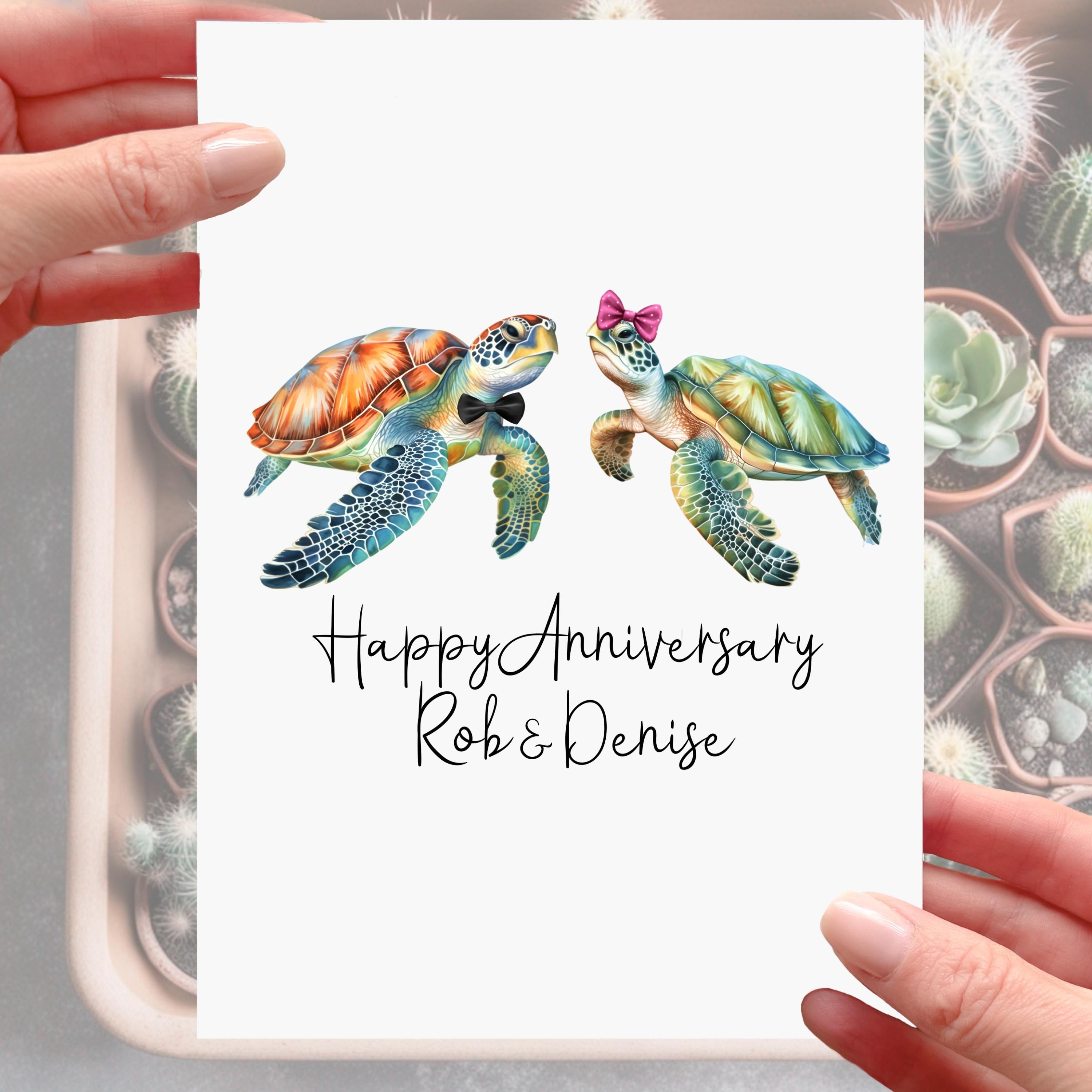Sea Turtle Anniversary Card Personalised