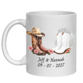 Personalized Cowboy Wedding Mug, Cowgirl Boots, Wedding gift for Bride & Groom