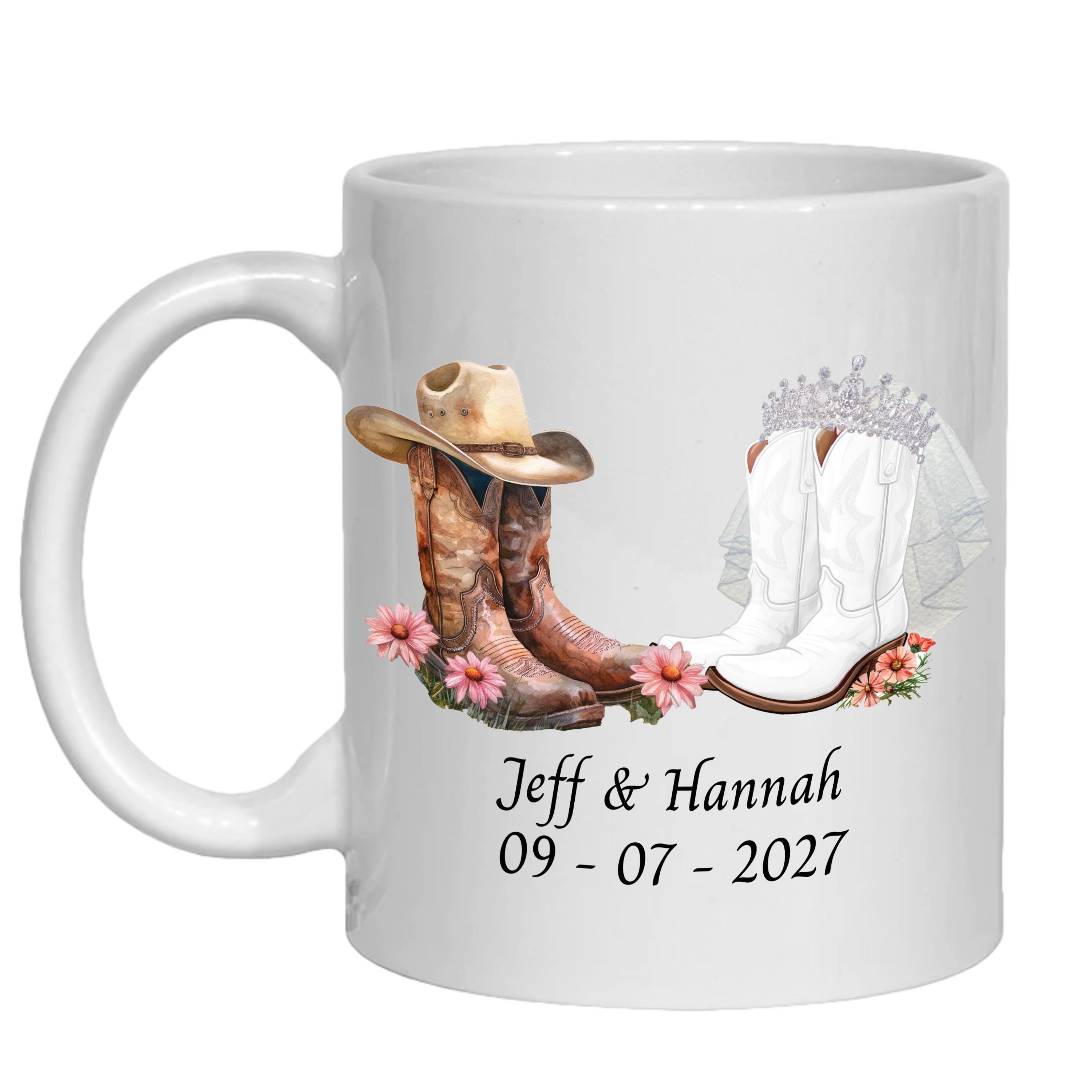 Personalized Cowboy Wedding Mug, Cowgirl Boots, Wedding gift for Bride & Groom
