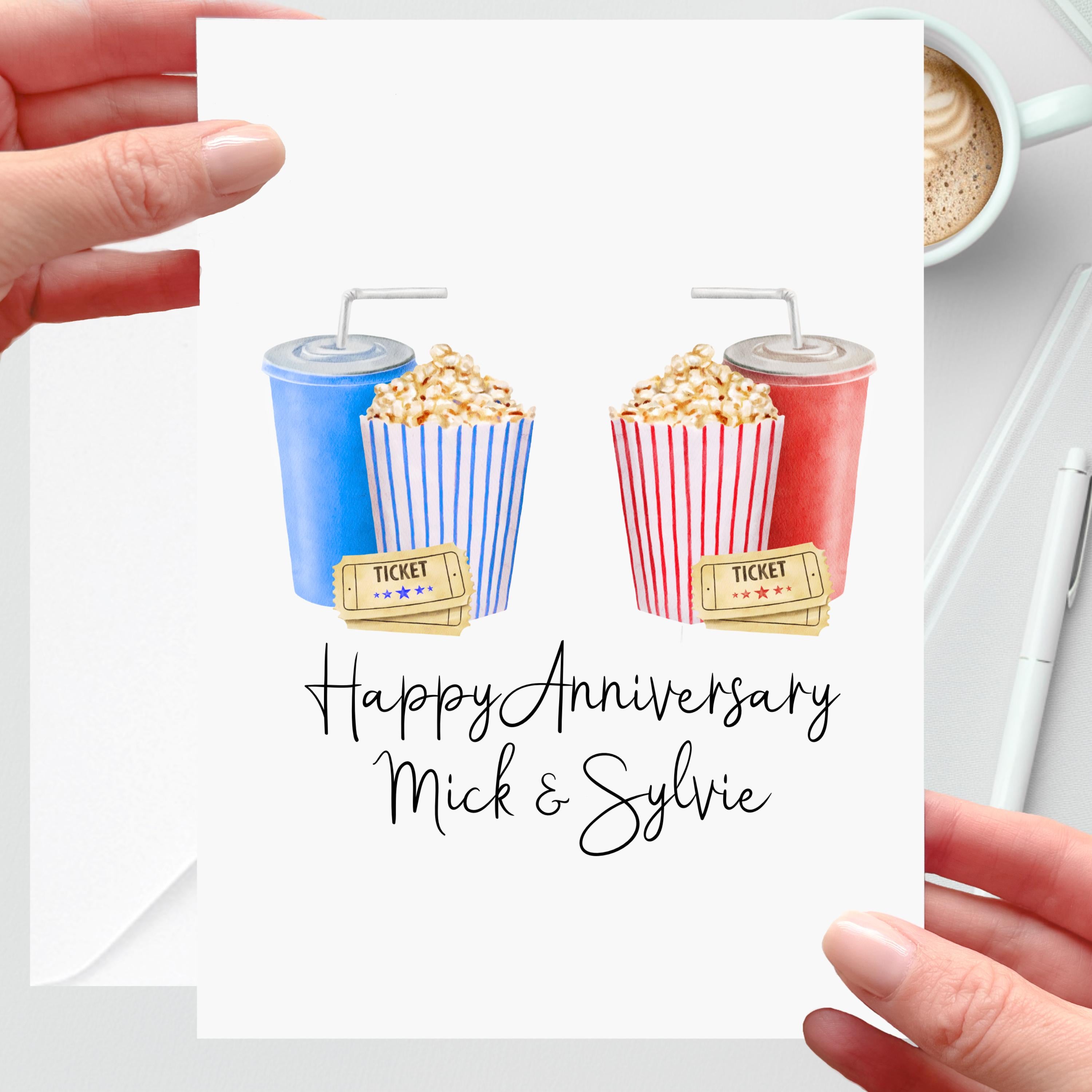 Popcorn Movie Anniversary Card Personalised Cinema Film