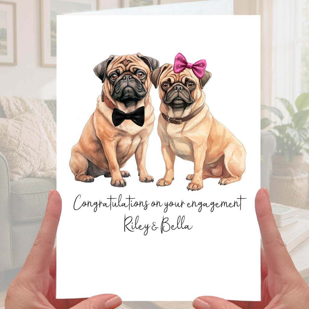 Pug Engagement Card Personalised Dog