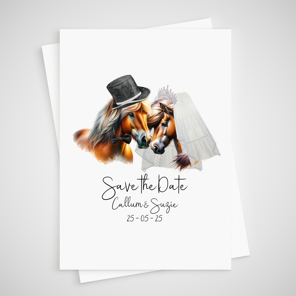 Save the Date Horse Wedding Card Personalised Bride & Groom