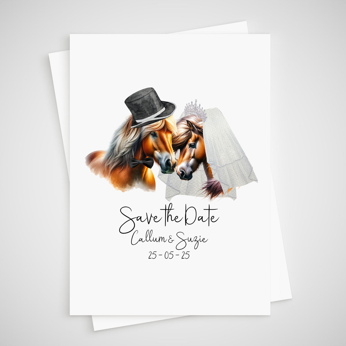 Save the Date Horse Wedding Card Personalised Bride & Groom