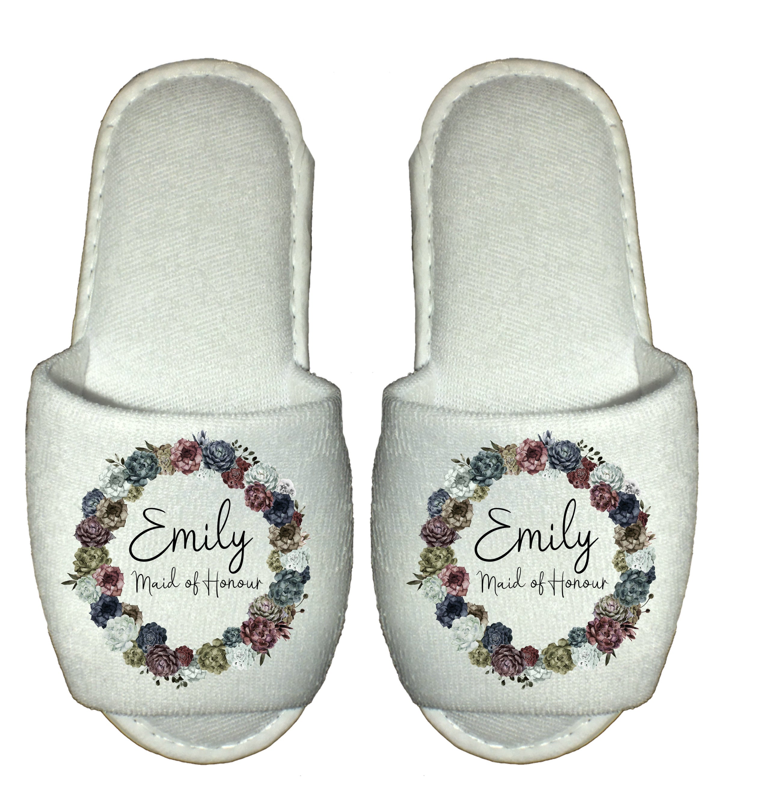 Personalized Wedding Spa Slippers: Floral Bridal Party Gift