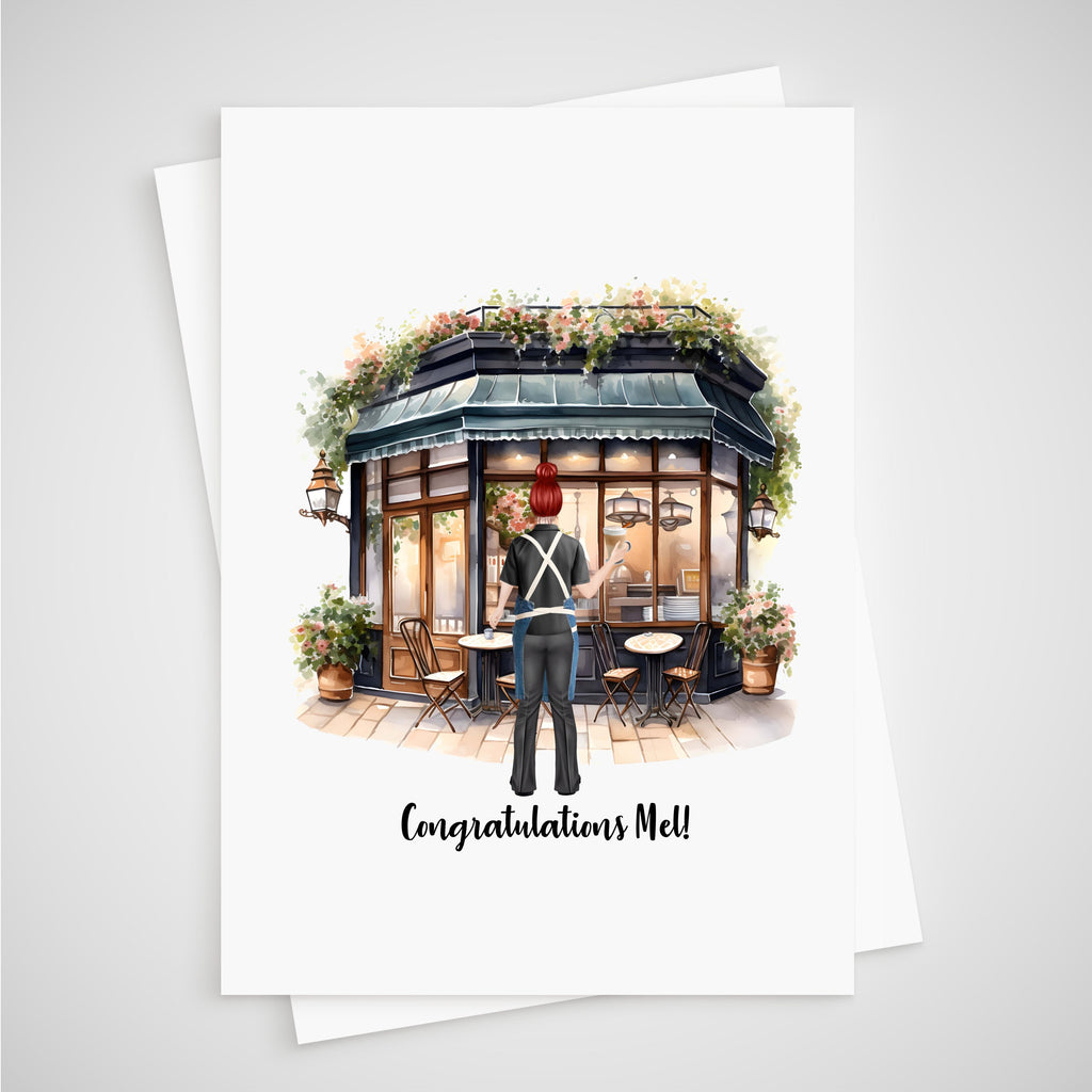 Waitress New Job Card Personalised Barista Coffee Shop Congratulations