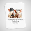 Pig Wedding Card Personalised Bride & Groom Farmyard