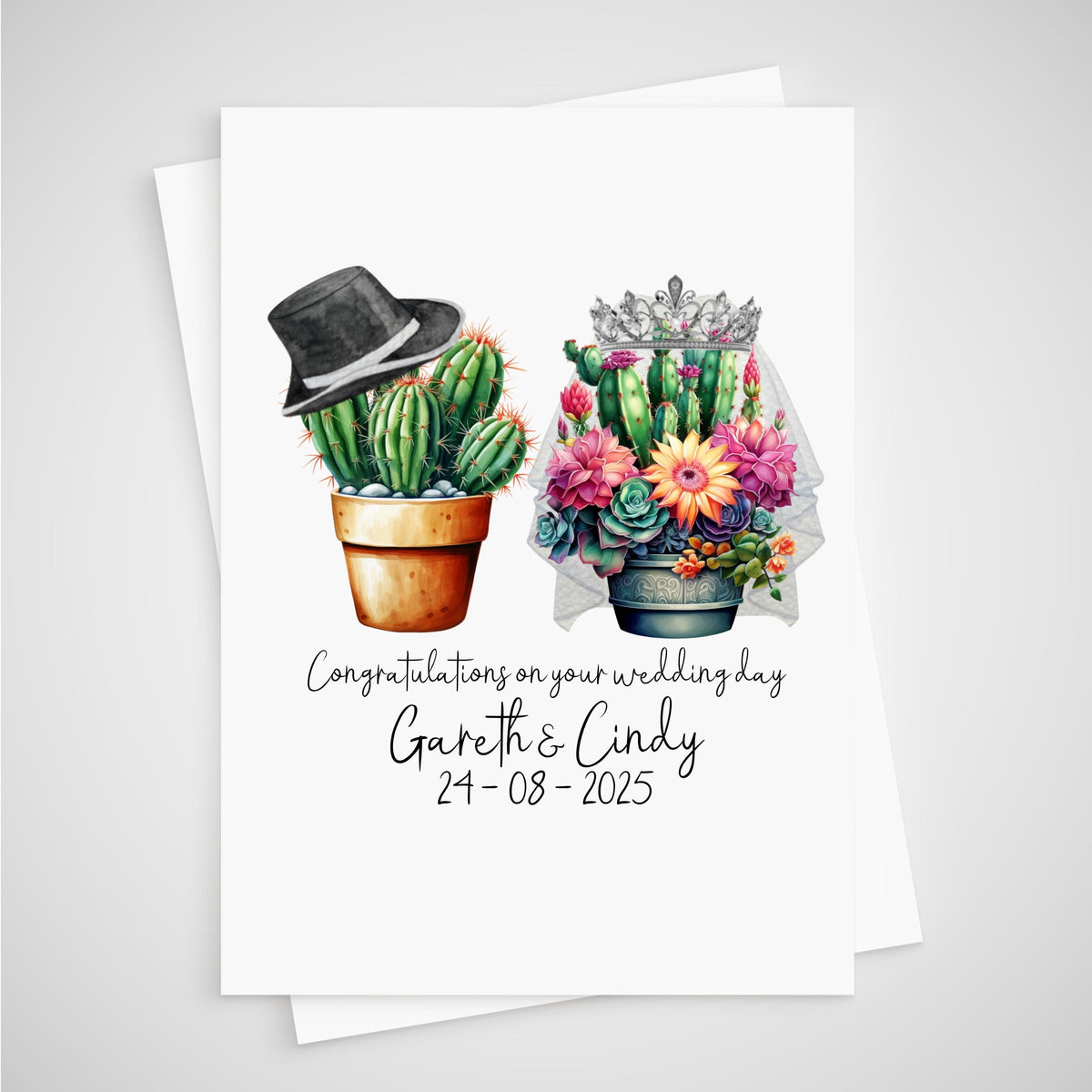 Cactus Wedding Card Personalised Desert Plant