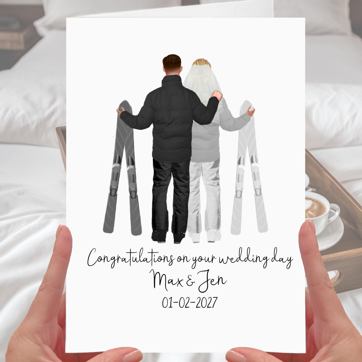Skiing Wedding Card Personalised