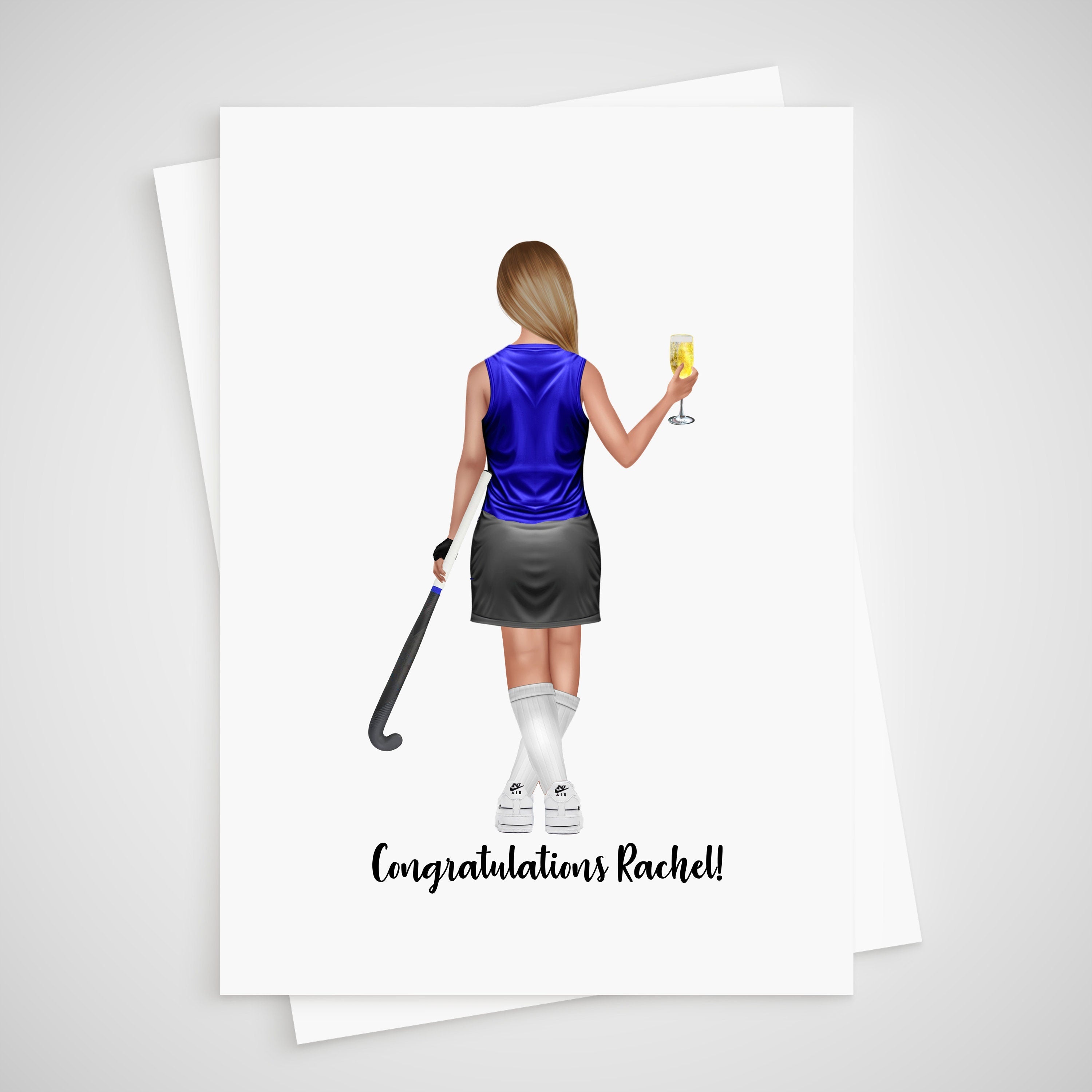 Field Hockey Card Personalised for woman Thank you congratulations