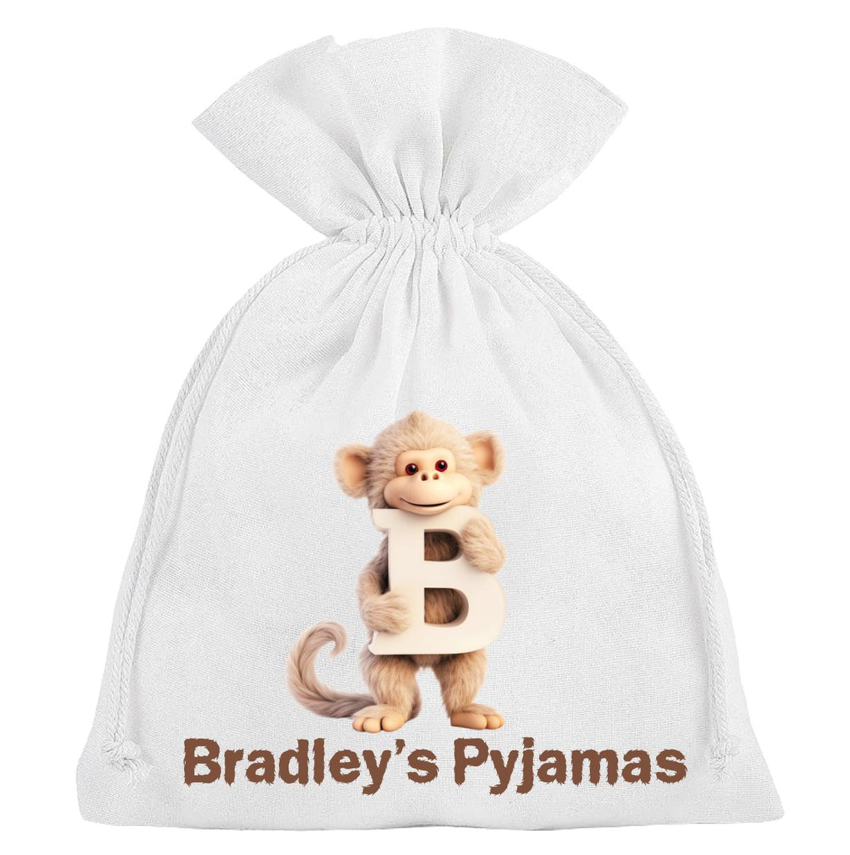 Monkey Pyjama Bag Personalised Sleepover Slumber Party Teddy