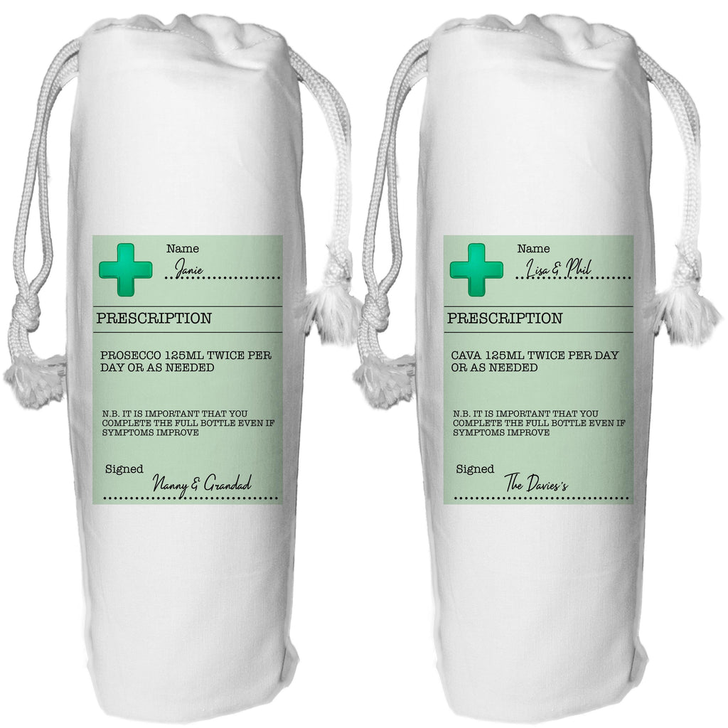 Prosecco Prescription Bag Personalised  Champagne Cava Gift Bag Get Well Soon