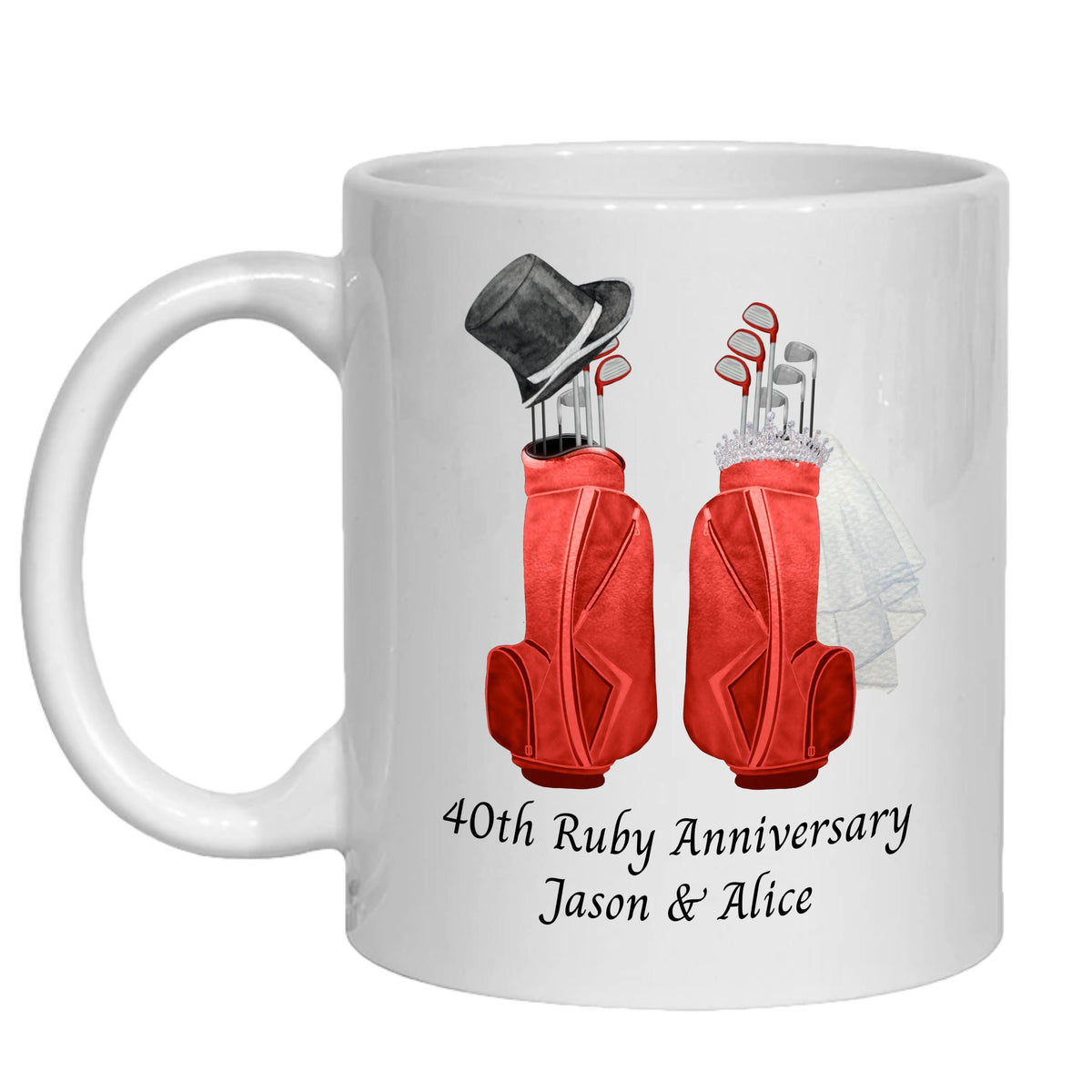 Personalised Golf 40th Ruby Anniversary Mug gift