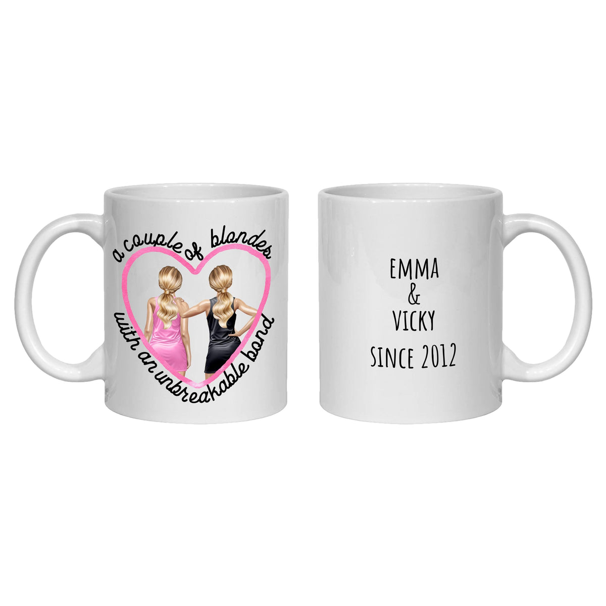 Personalised Brunette & Blonde Friends Mug friendship gift BFF Bestie Unbreakable Bond