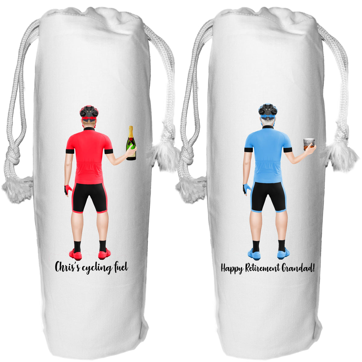 Cyclist Wine Bag Gift Personalised Bike Rider Cycling for him