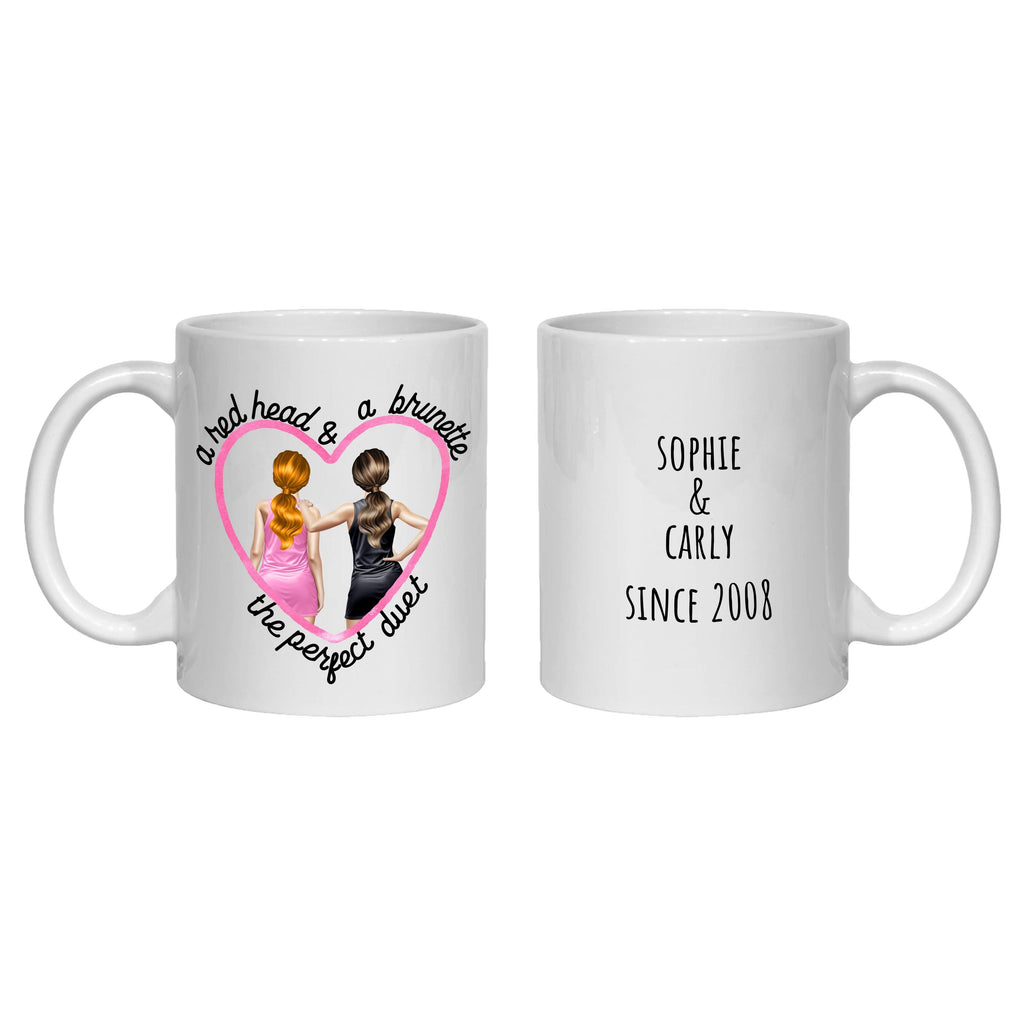 Personalised Brunette Friends Mug friendship gift BFF Bestie Brown Hair Girls