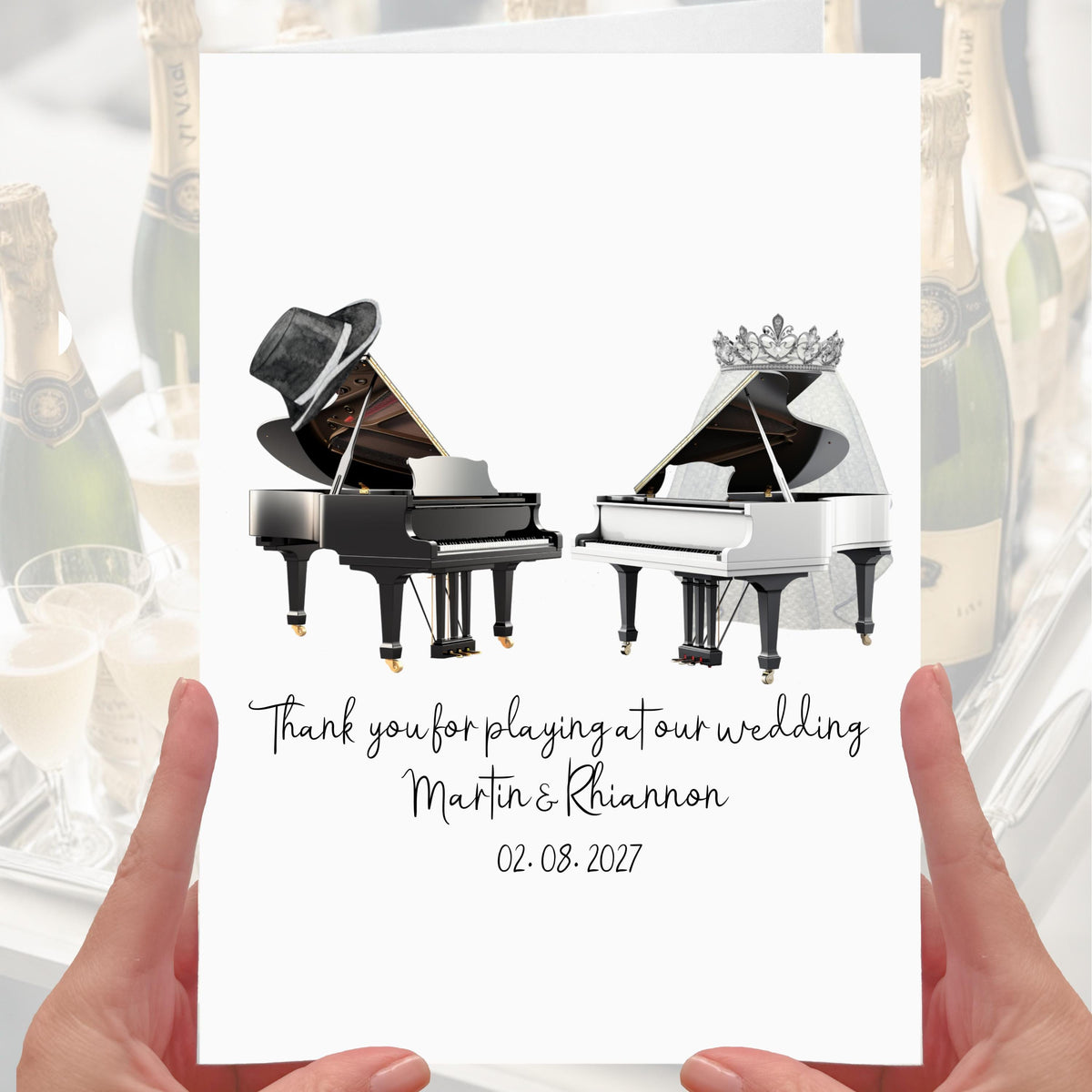 Wedding Pianist Thank you Card Personalised Musician Piano