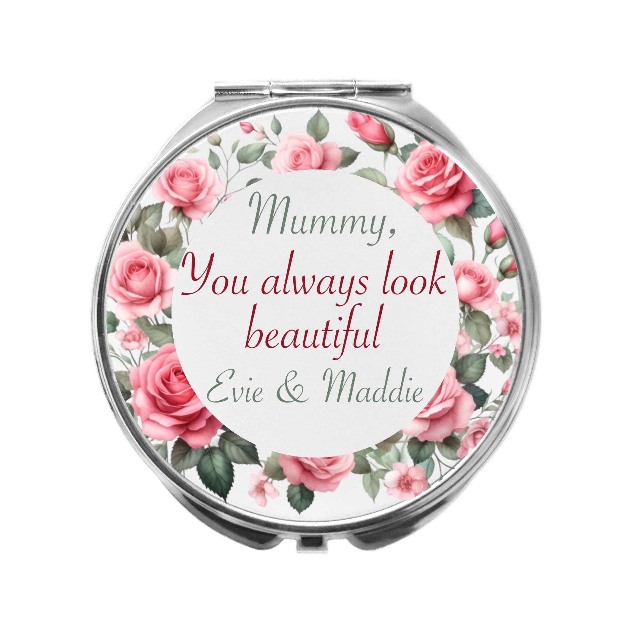 Personalized Compact Mirror for Mum: Floral Design