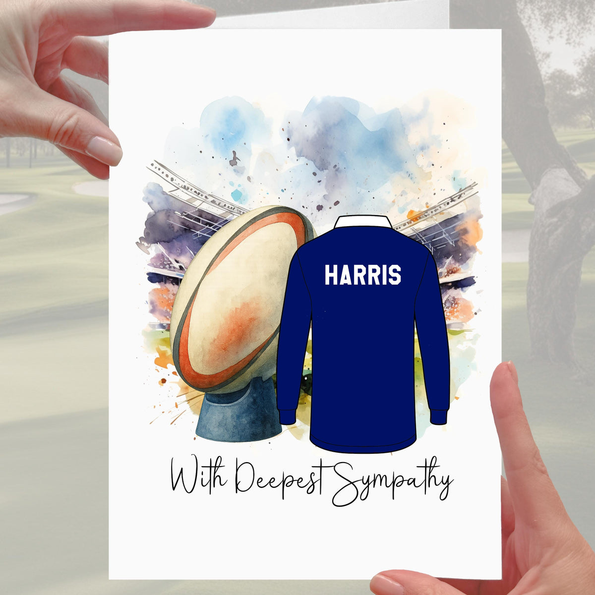 Rugby Sympathy Card Grief Mourning Scotland Jersey Navy Blue