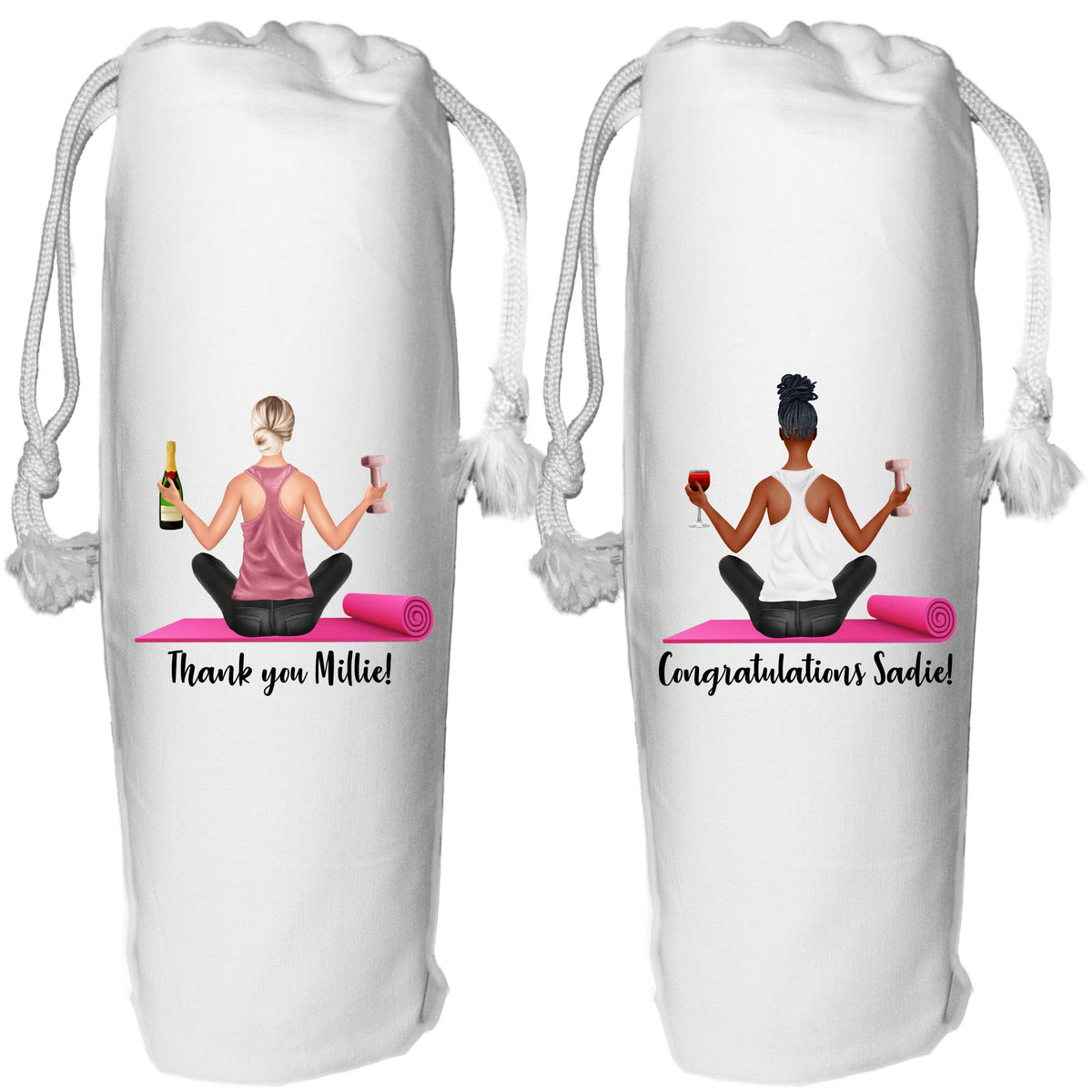 Personalized Pilates Wine Gift Bag: Yoga Instructor Gift