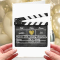 Clapper Board 50th Anniversary Card Personalised Golden Film Cinema Movies
