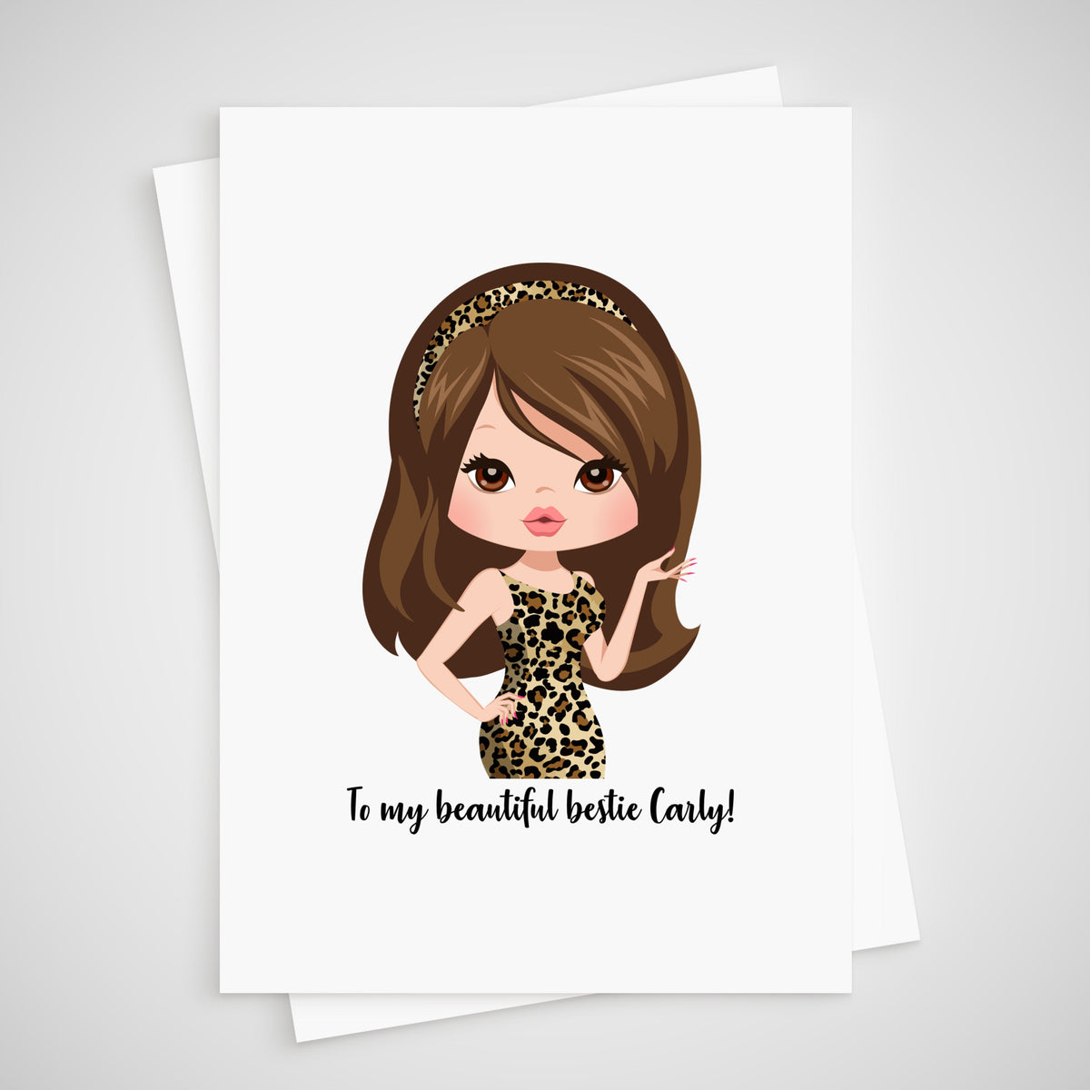 Personalized Leopard Print Friend Card