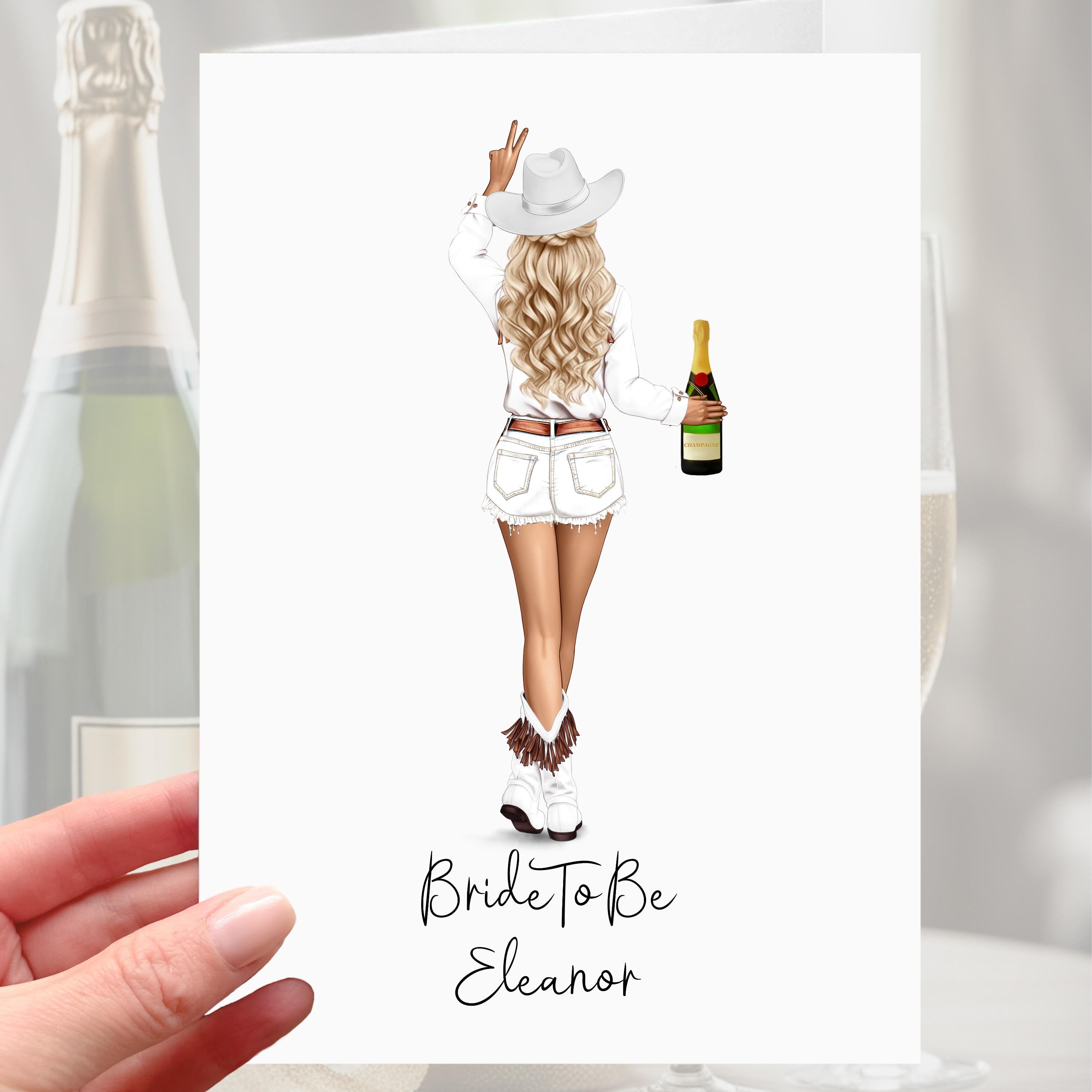 Cowboy Bride to Be Card Hen Party Personalised Bachelorette Last Rodeo Cowgirl