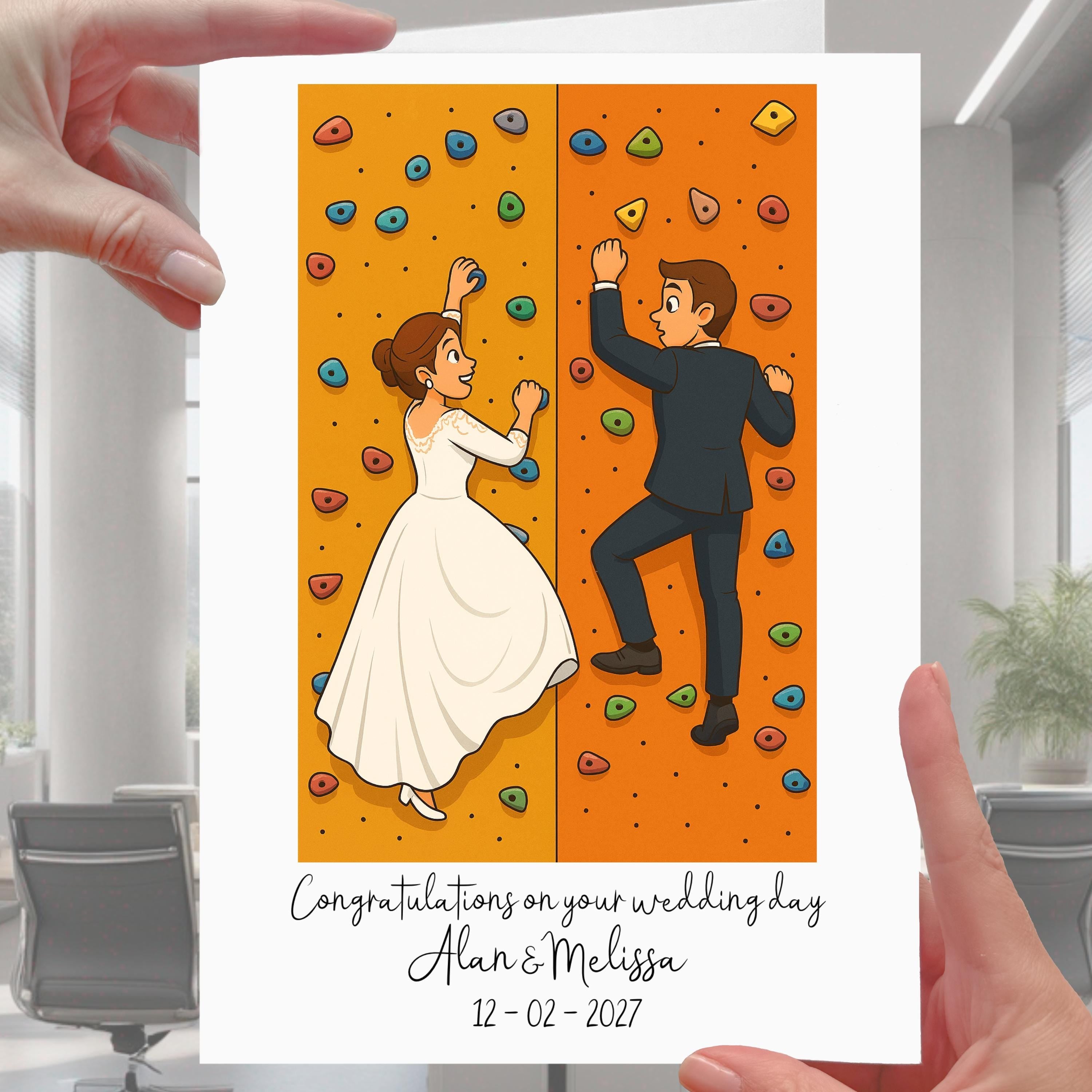 Wall Climbing Wedding Card Personalised Indoor Boulder Climb