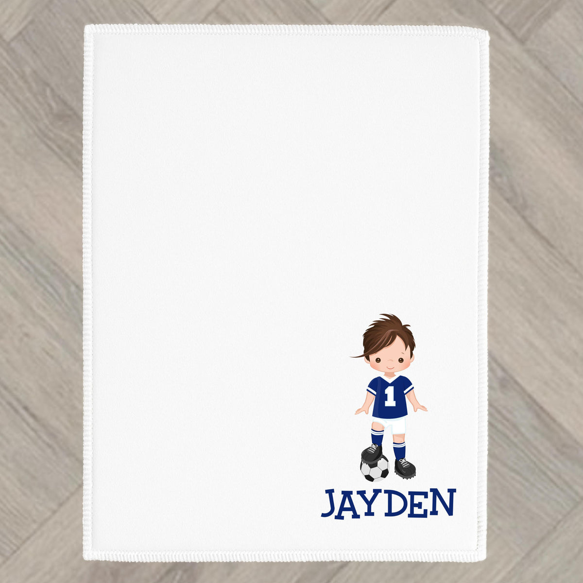 Boys Football Towel Personalised Soccer Blue Red