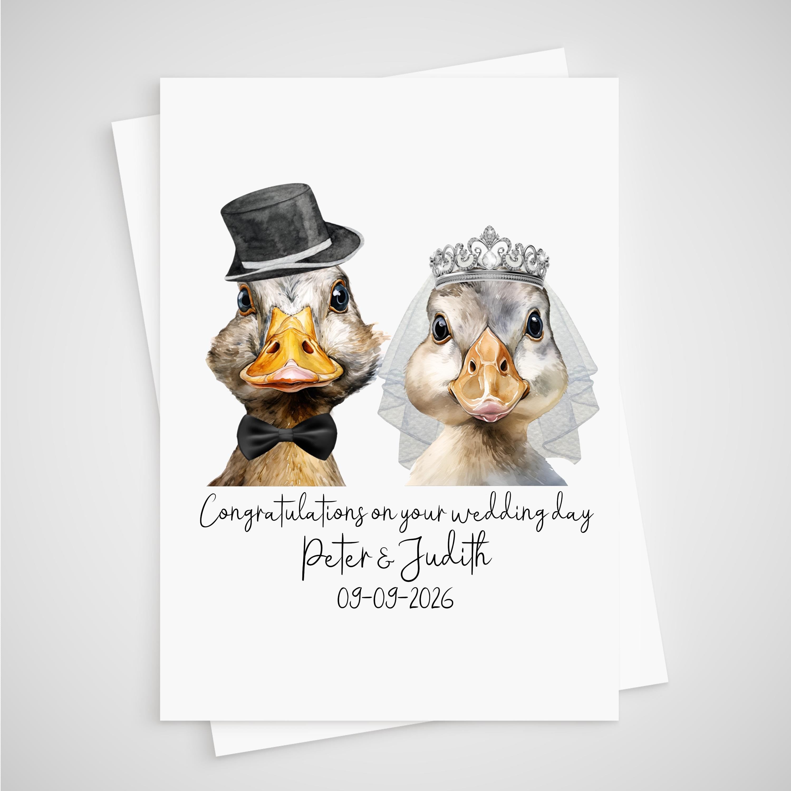 Duck Wedding Card Personalised Bride & Groom