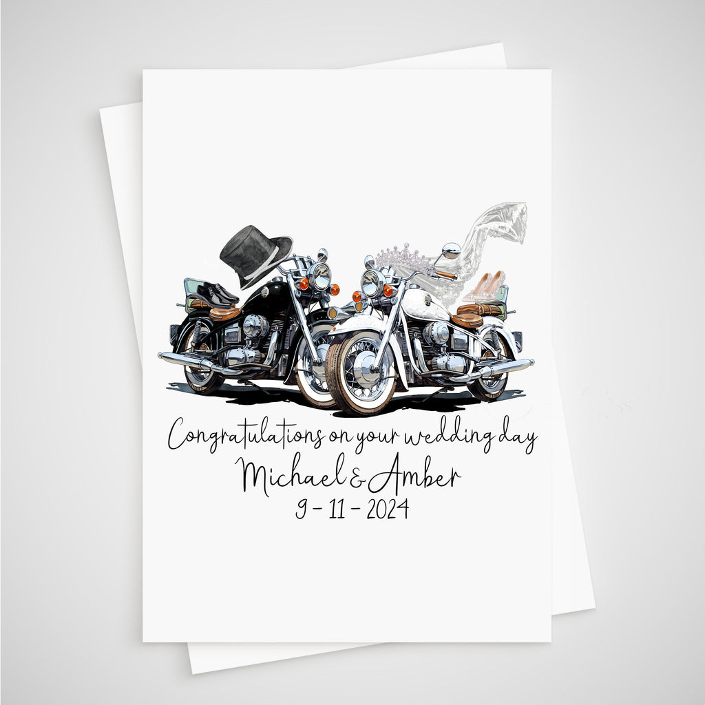 Motorbike Wedding Card Personalised Motorcycle Bride Groom