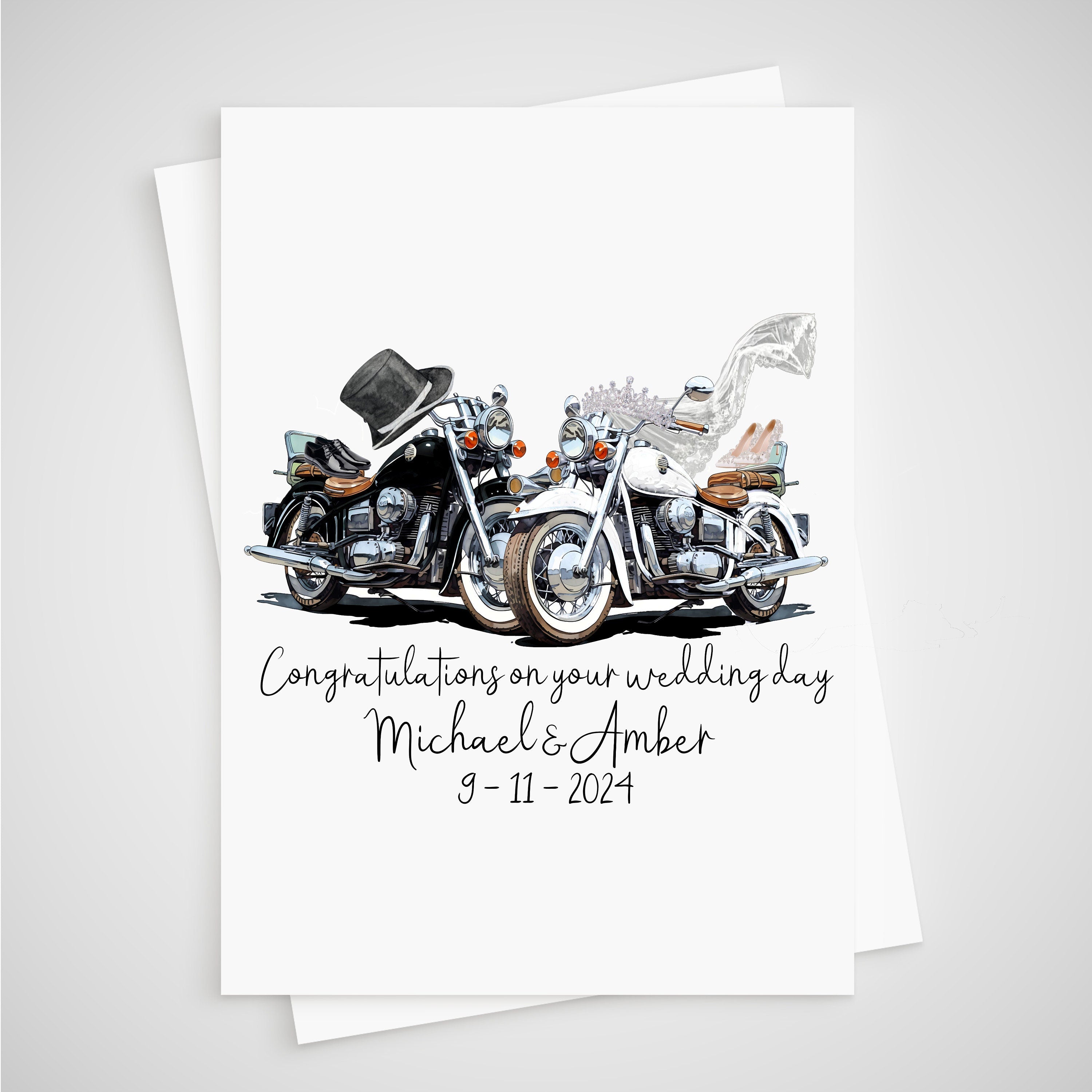 Motorbike Wedding Card Personalised Motorcycle Bride Groom