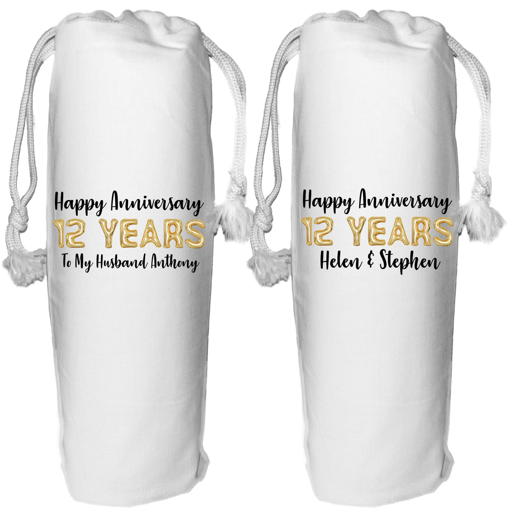 12 years anniversary wine gift bag Personalised - 12th wedding anniversary