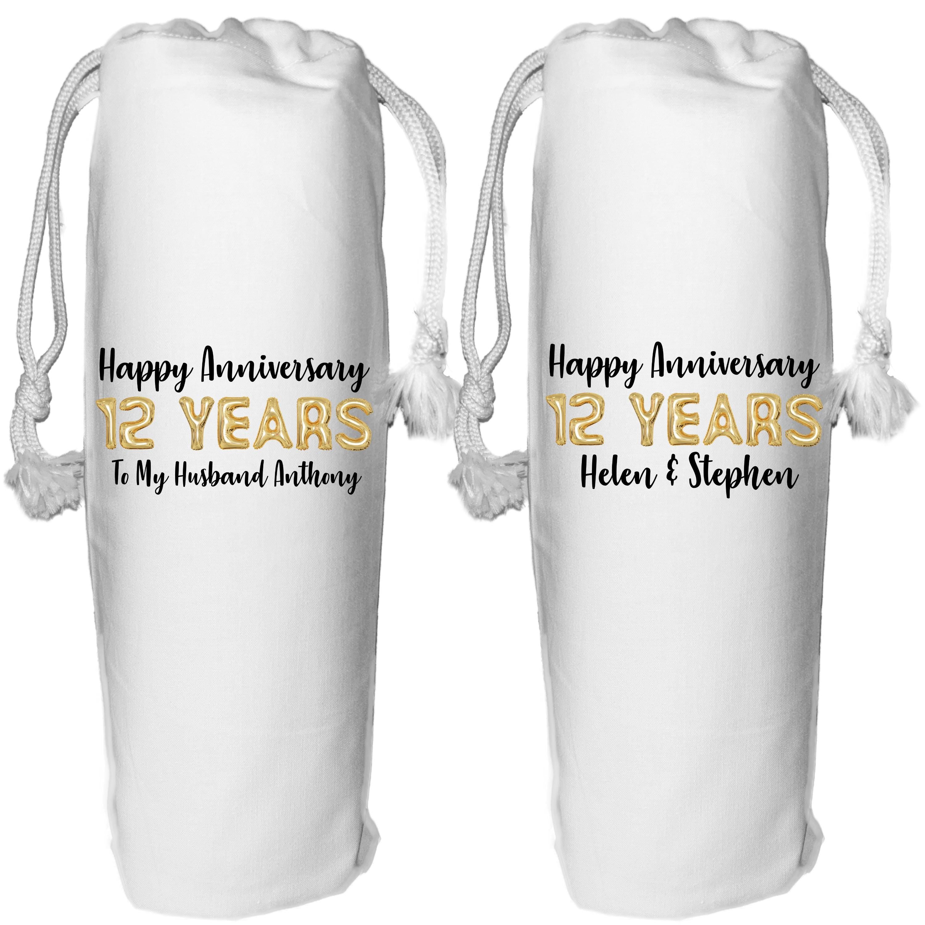 12 years anniversary wine gift bag Personalised - 12th wedding anniversary