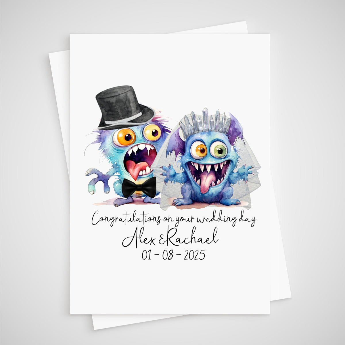 Monster Wedding Card Personalised Novelty Bride & Groom