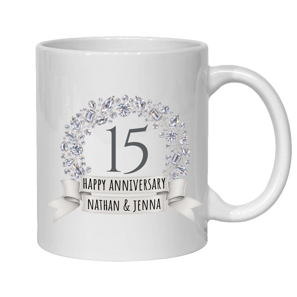 Personalised 15 year anniversary mug Crystal 15th