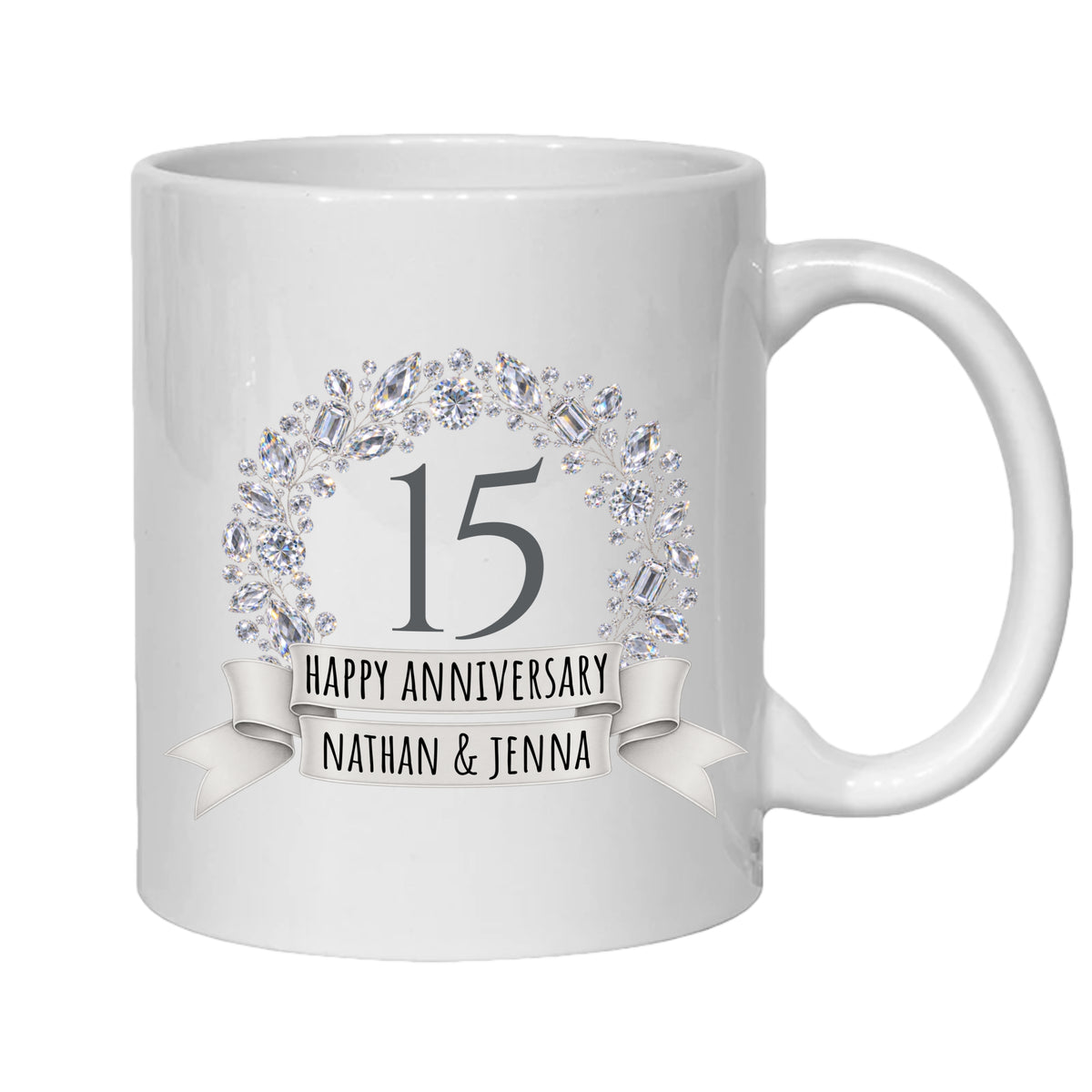 Personalised 15 year anniversary mug Crystal 15th