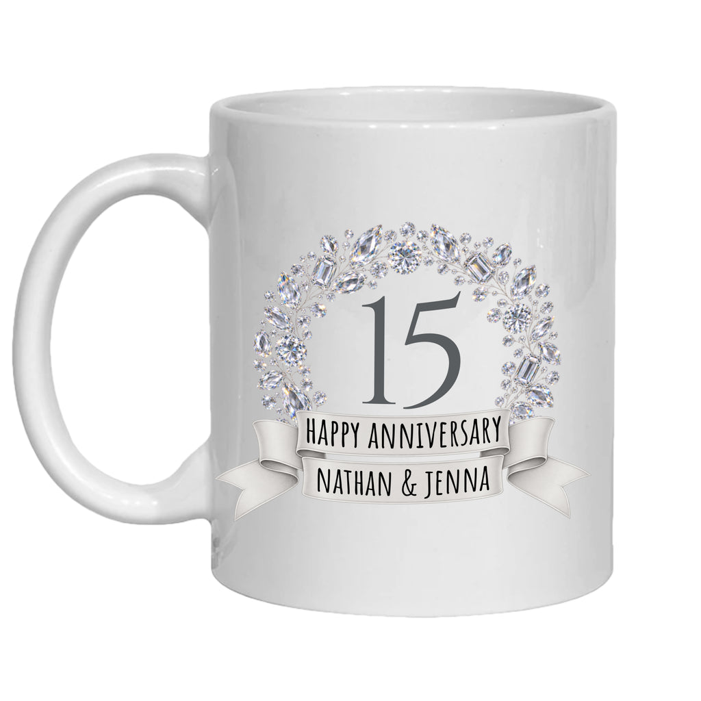 Personalised 15 year anniversary mug Crystal 15th