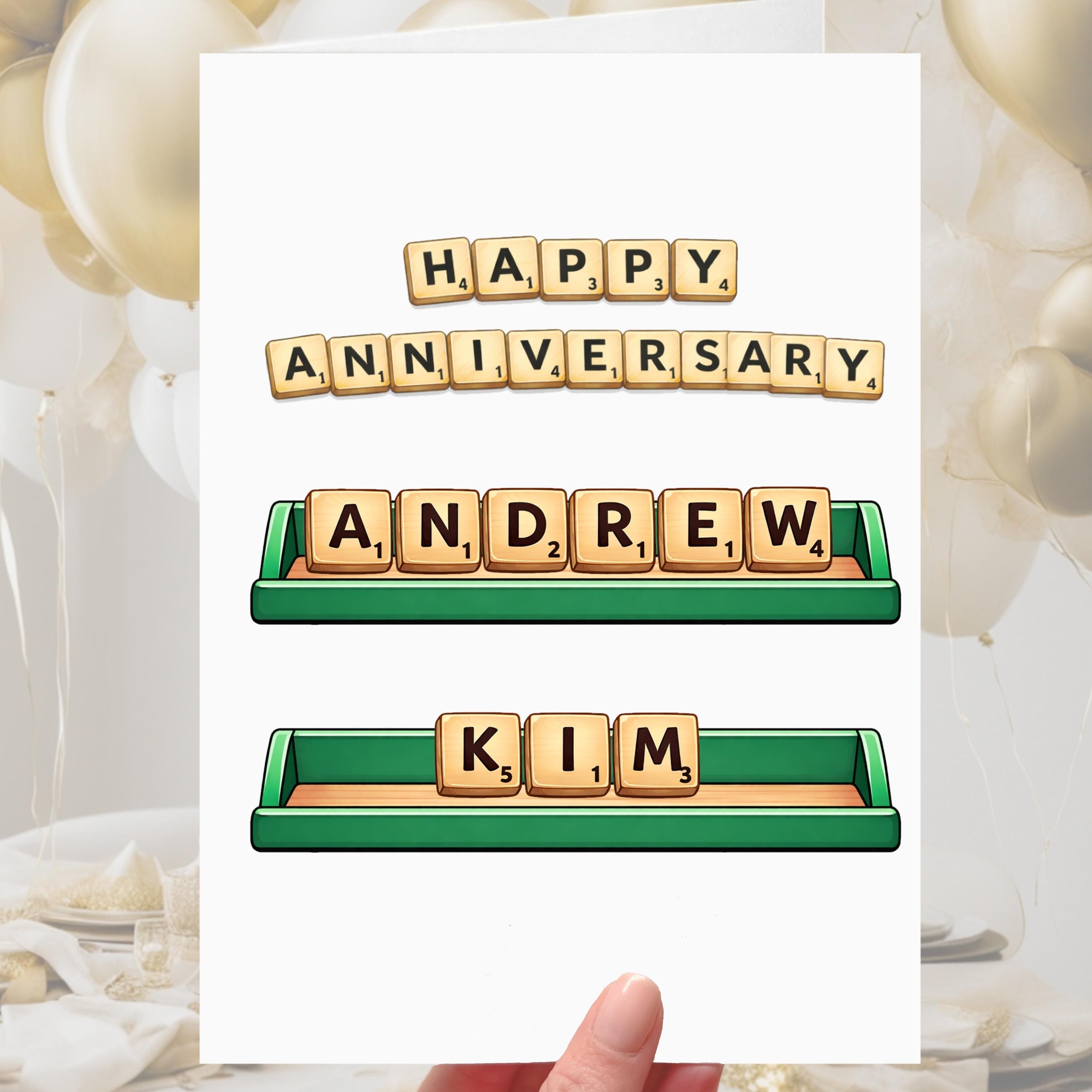 Scrabble Anniversary Card Personalised Word Game