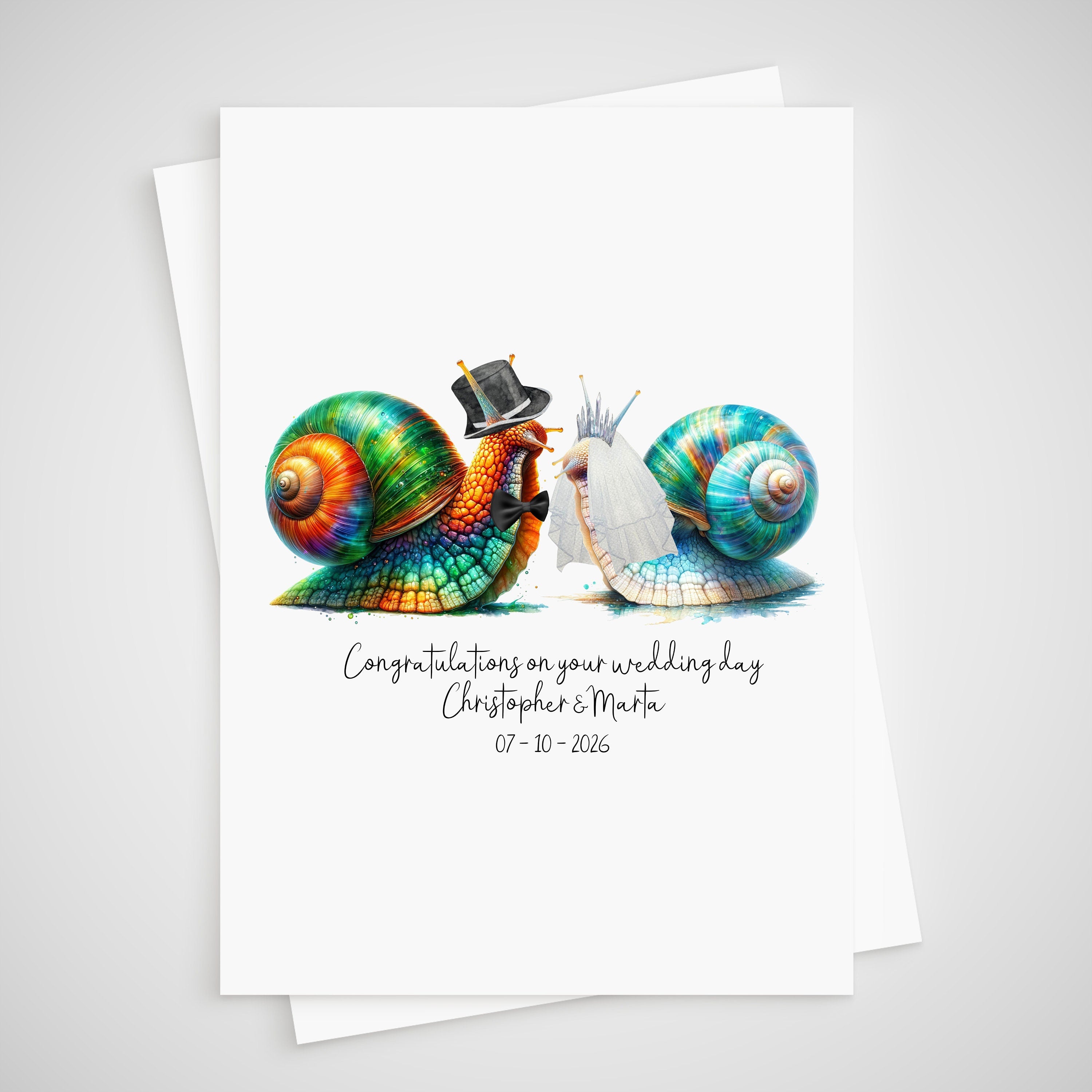 Snail Wedding Card Personalised Bride & Groom