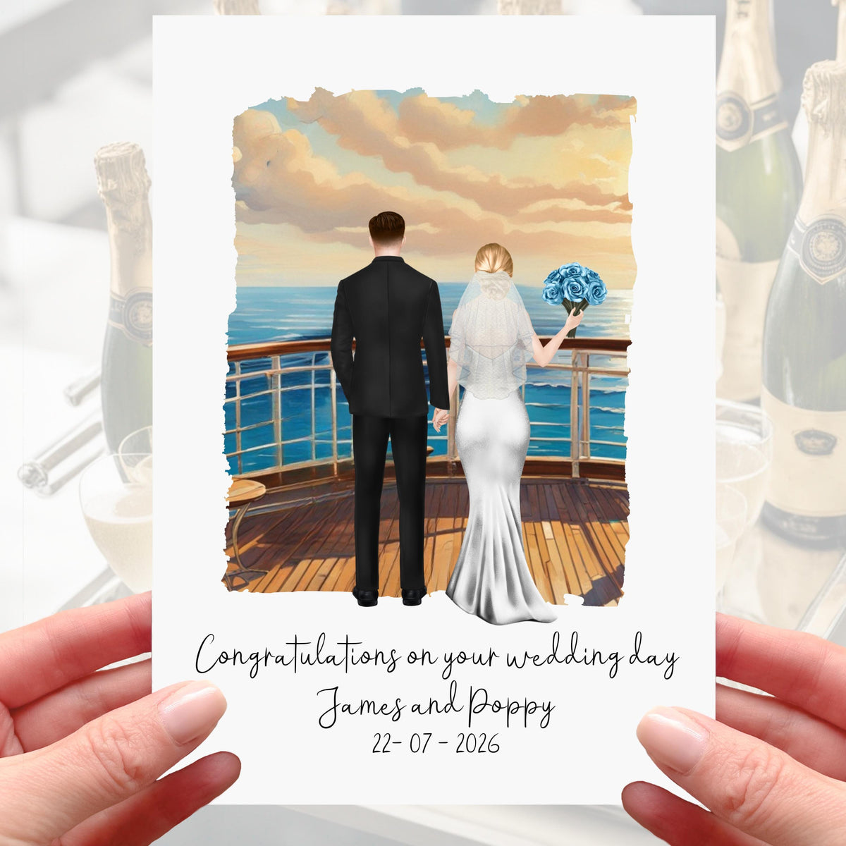 Cruise Wedding Card Personalised Ship Boat