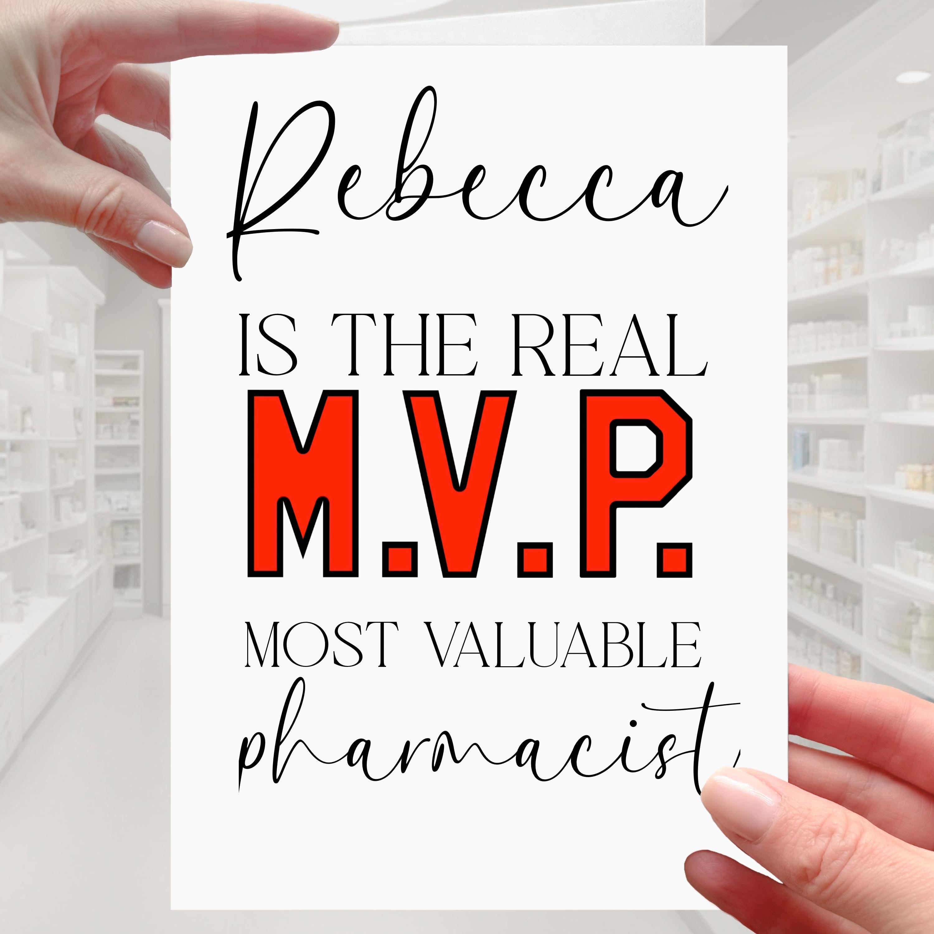 Pharmacist Card Personalised MVP New Job Retirement Pharmacy