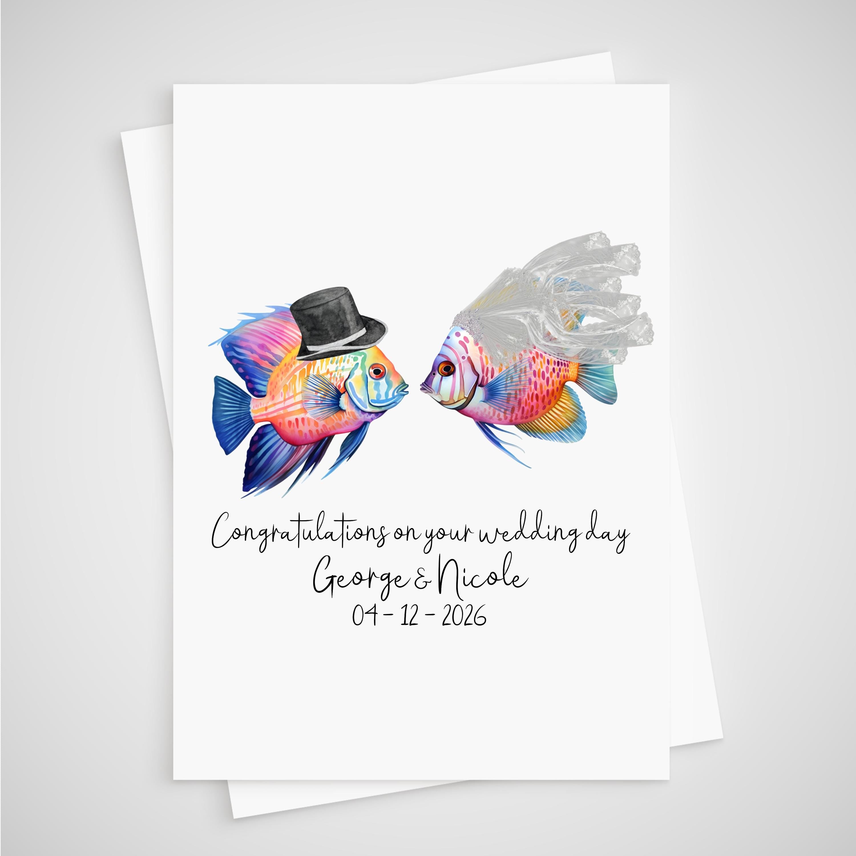 Tropical Fish Wedding Card Personalised Bride & Groom Ocean