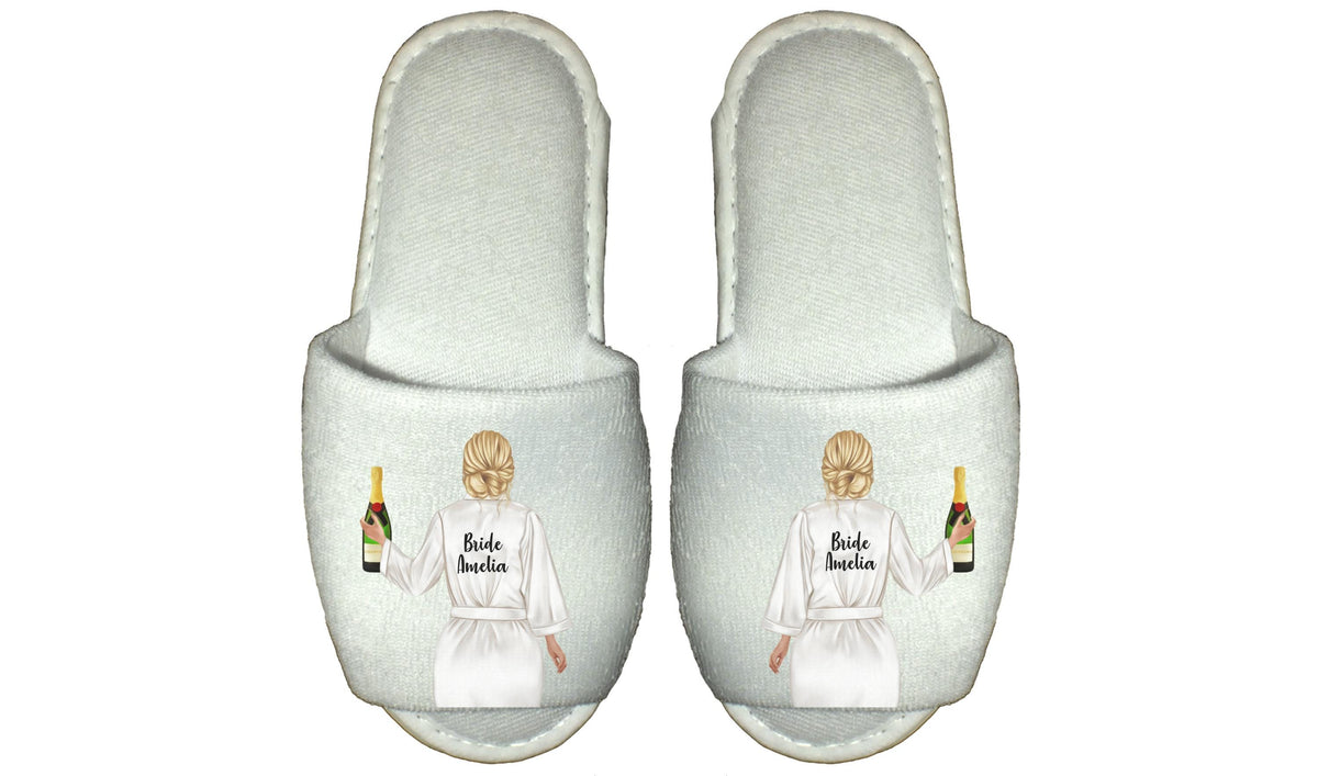Personalized Bridesmaid Spa Slippers, Bride, Bridal Party Gift, Wedding Morning, Getting Ready Gift