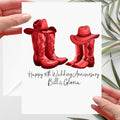 Cowboy Boots 40th Ruby Anniversary Card Personalised