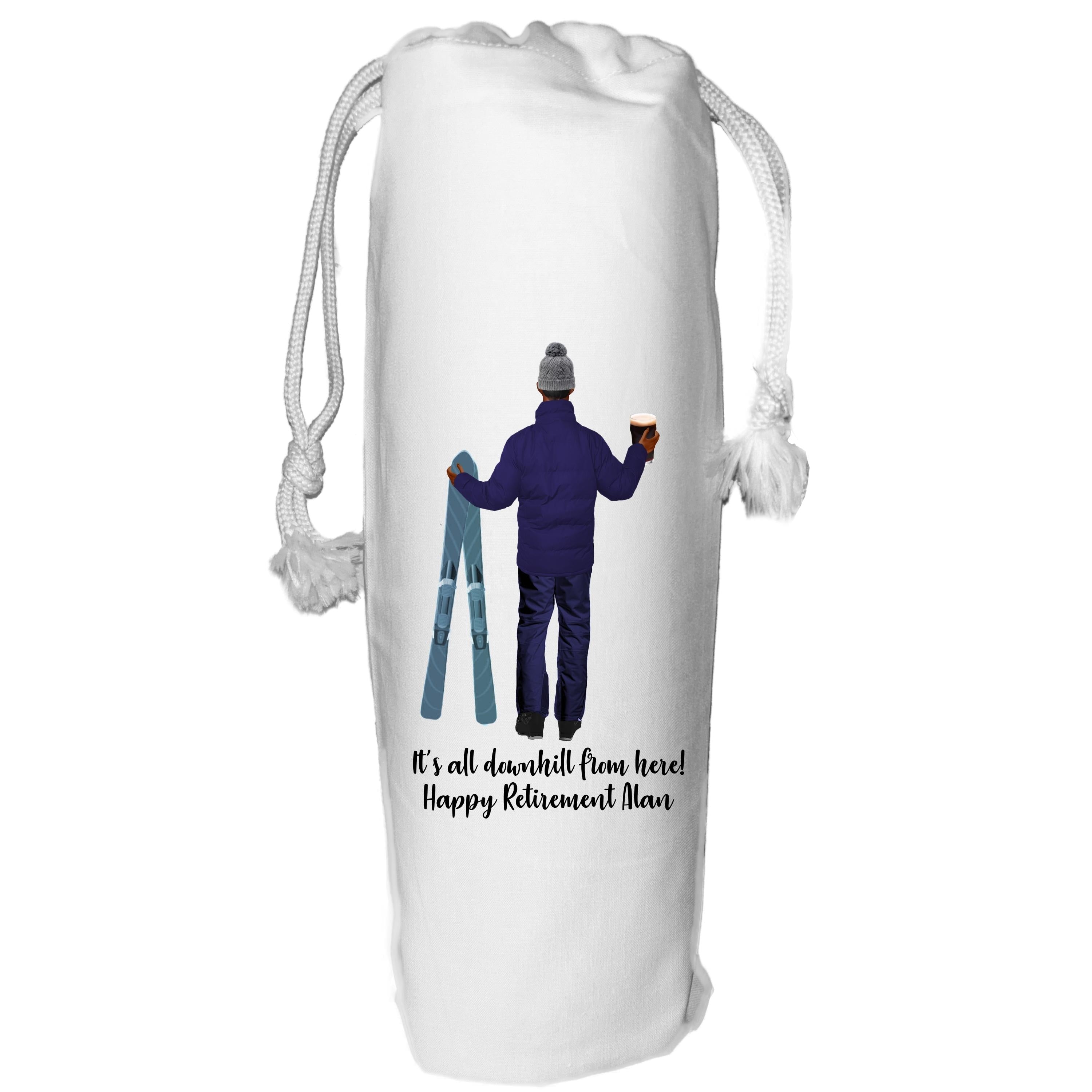 Skiing Wine Bottle Bag Personalised  gift for skiier, apres-ski, winter olympics for him