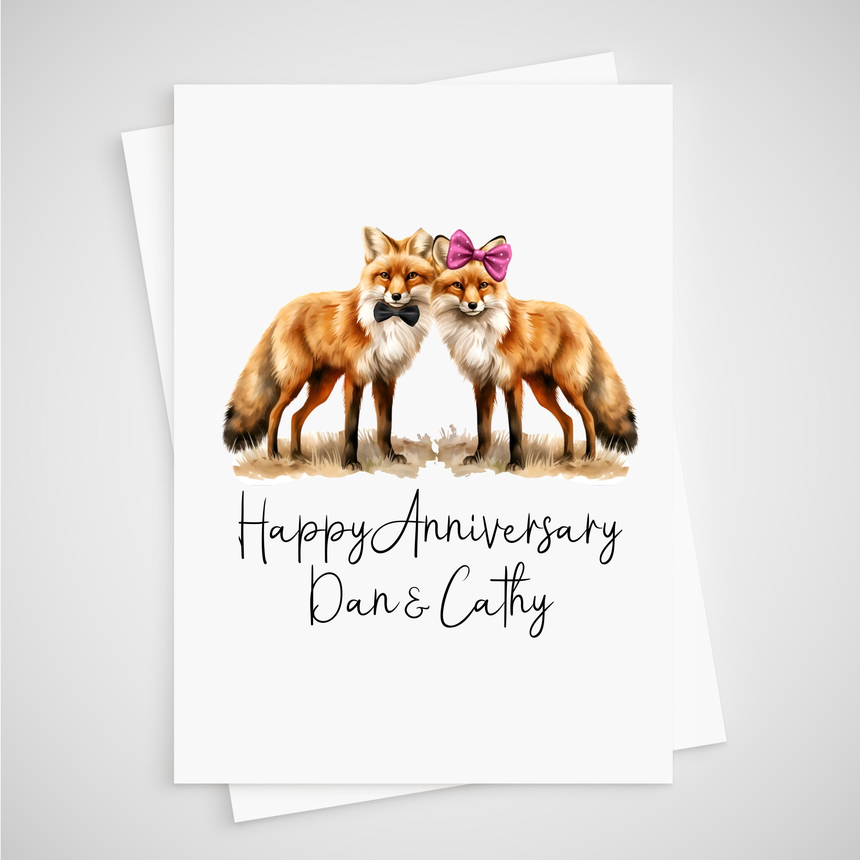 Fox Anniversary Card Personalised