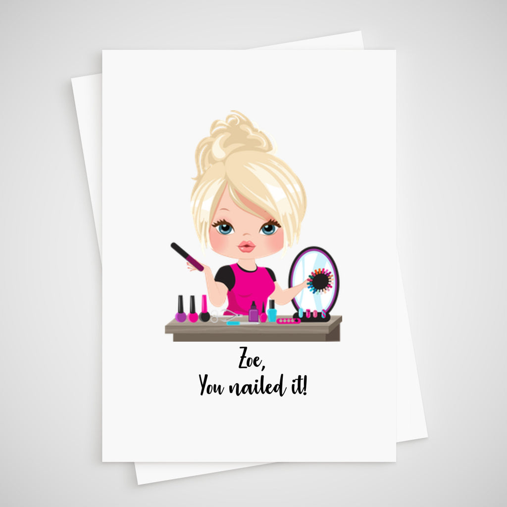 manicurist Congratulations Card personalised for beautician nail tech