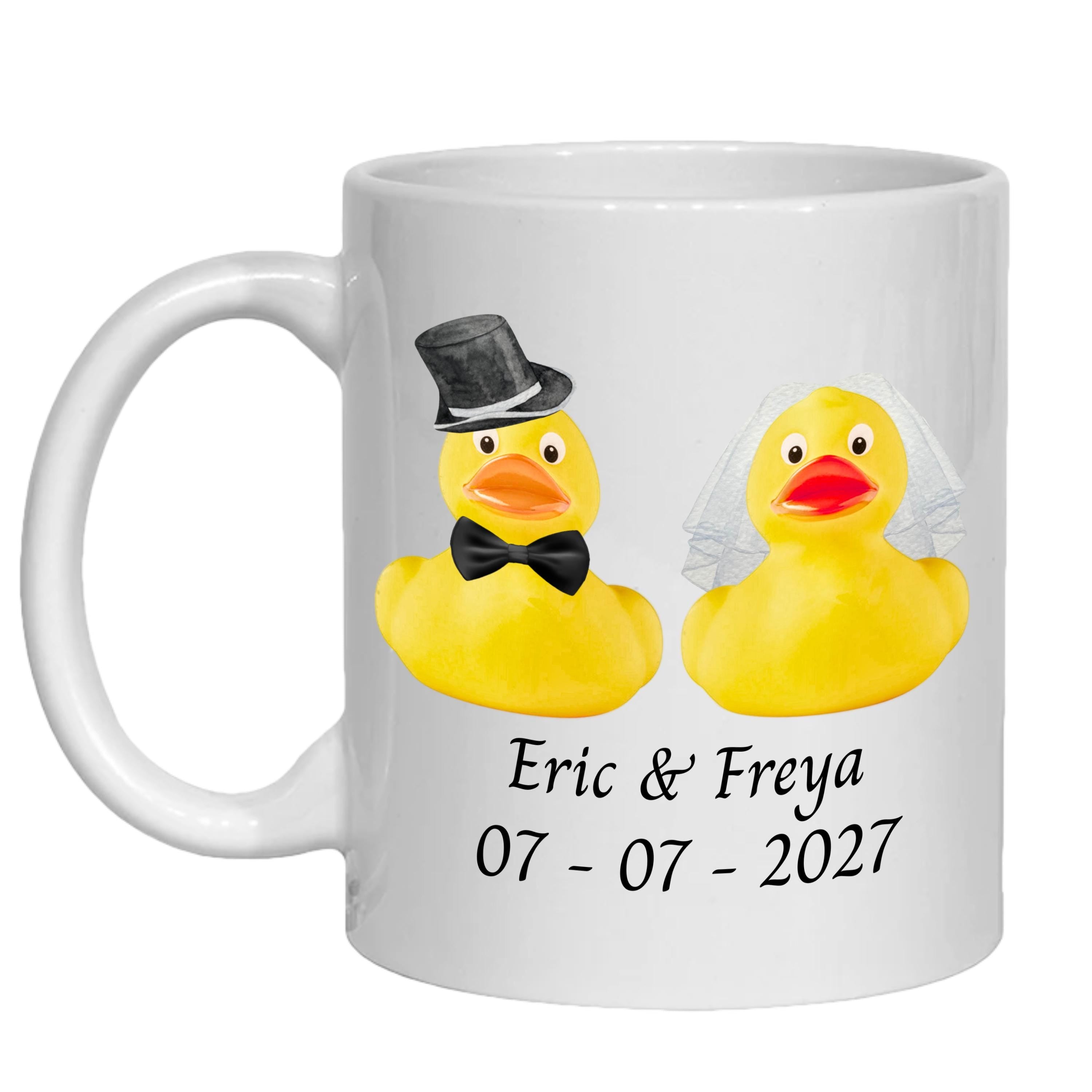 Personalised Rubber Duck Wedding Mug gift for Bride & Groom